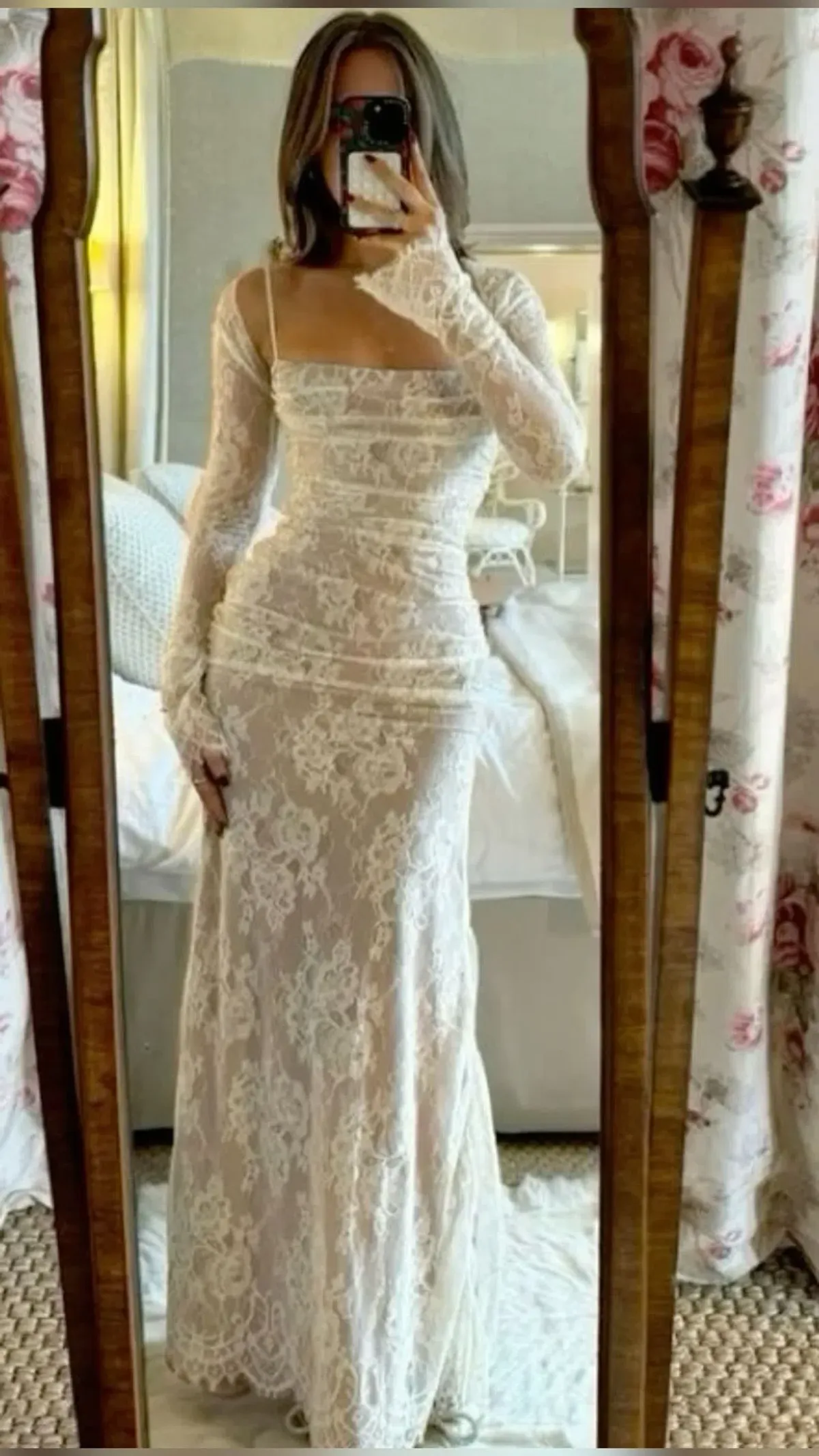 House of CB Artemis Lace Maxi Dress in Vintage Cream Size 10 - Image 4