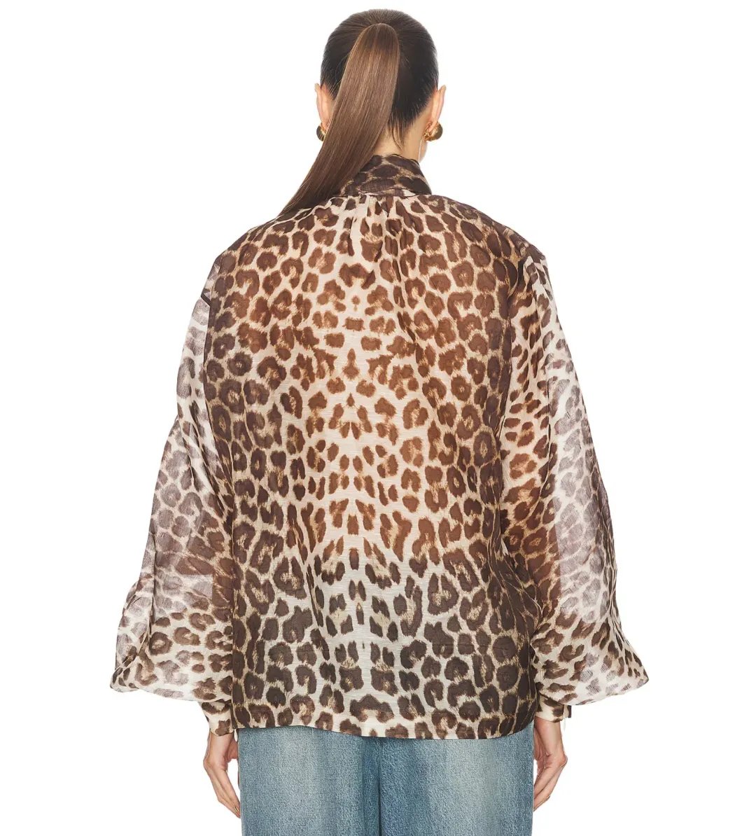 Zimmermann The Illustration Billow Blouse in Chocolate Leopard  Size XS/Au 8 for rent on The Volte - main image