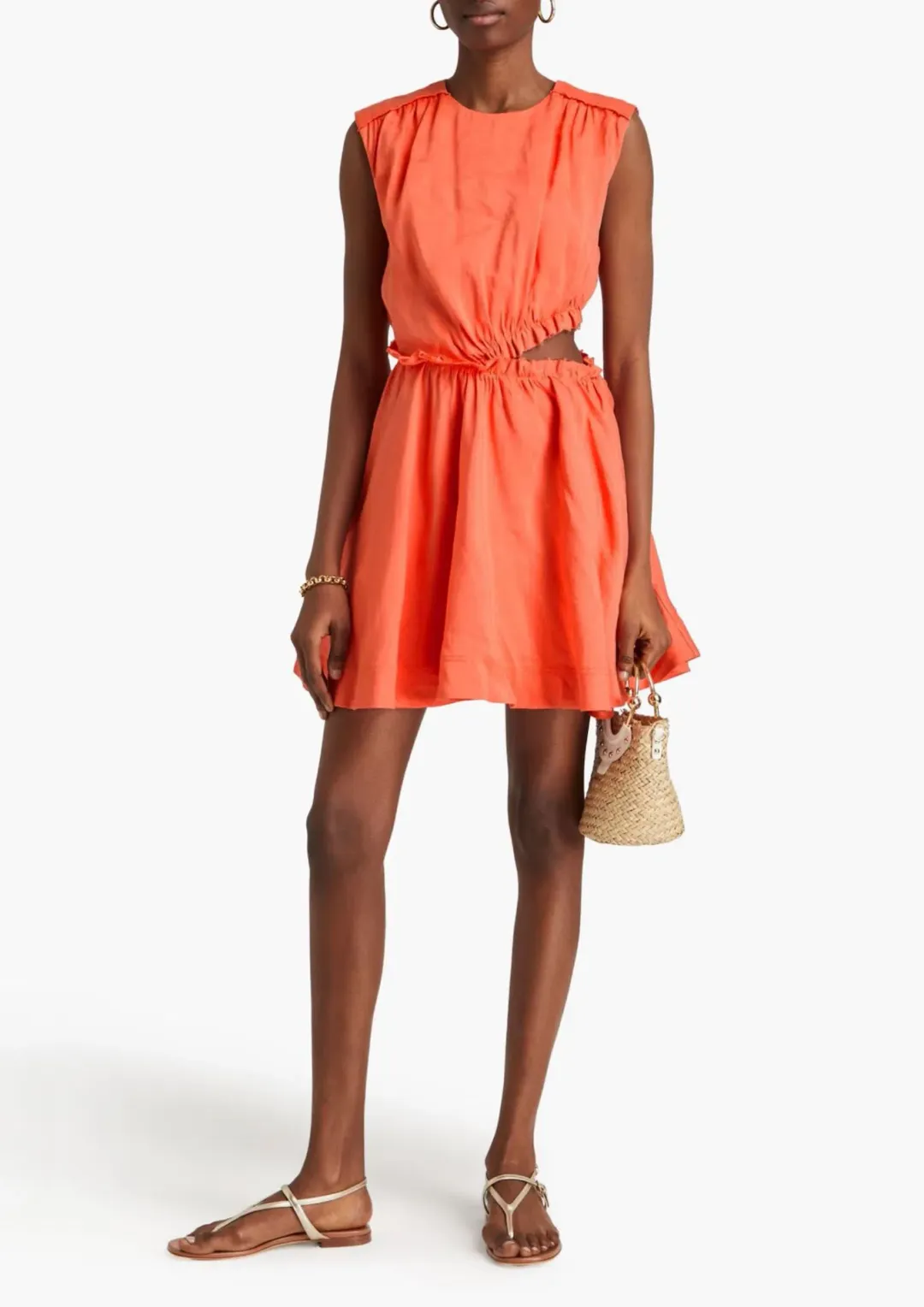 Aje Holly Cut Out Mini Dress Coral Size 16 for rent on The Volte - main image