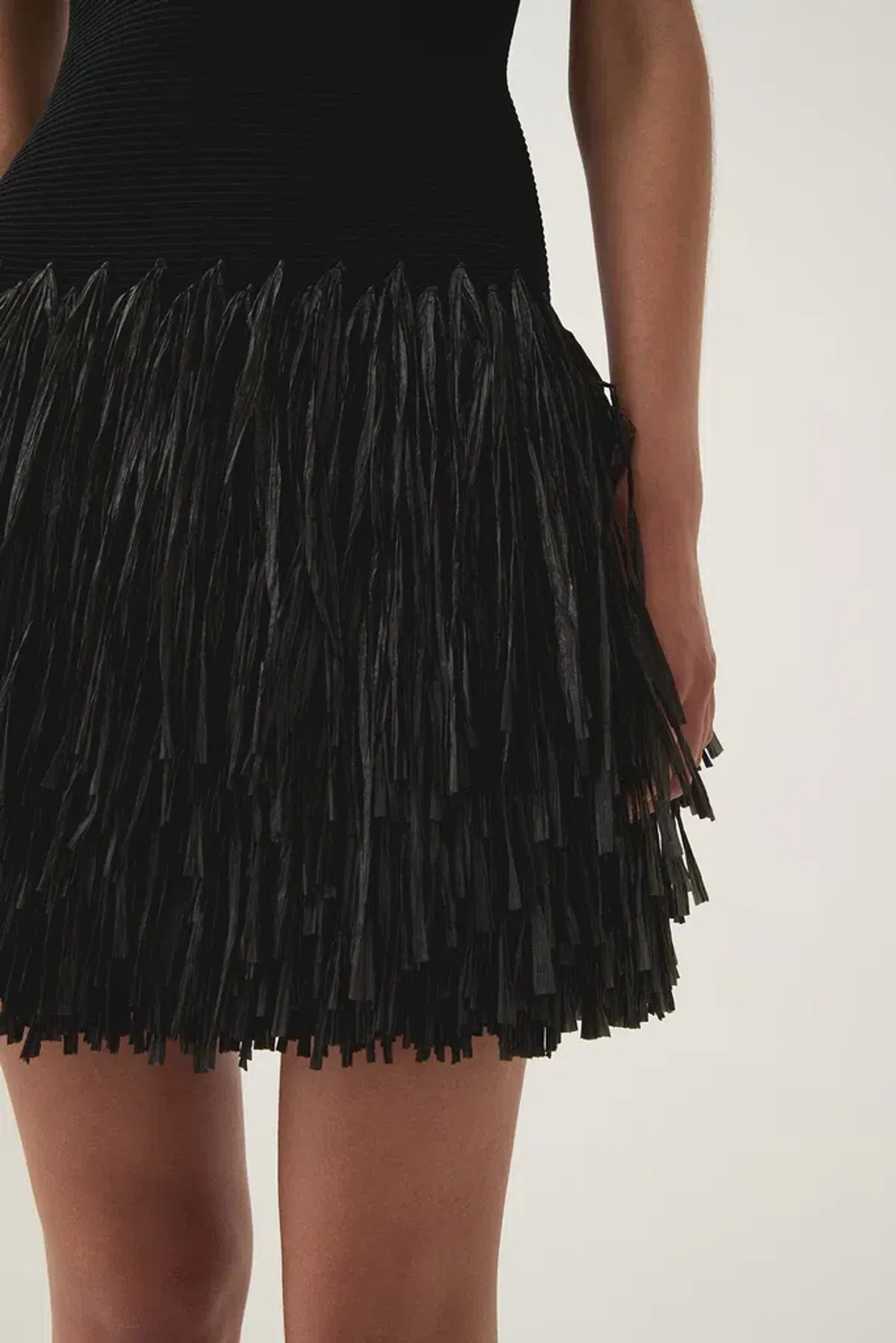 Aje Rushes Raffia Knit Mini Dress Black Size M / AU 10 - Image 2