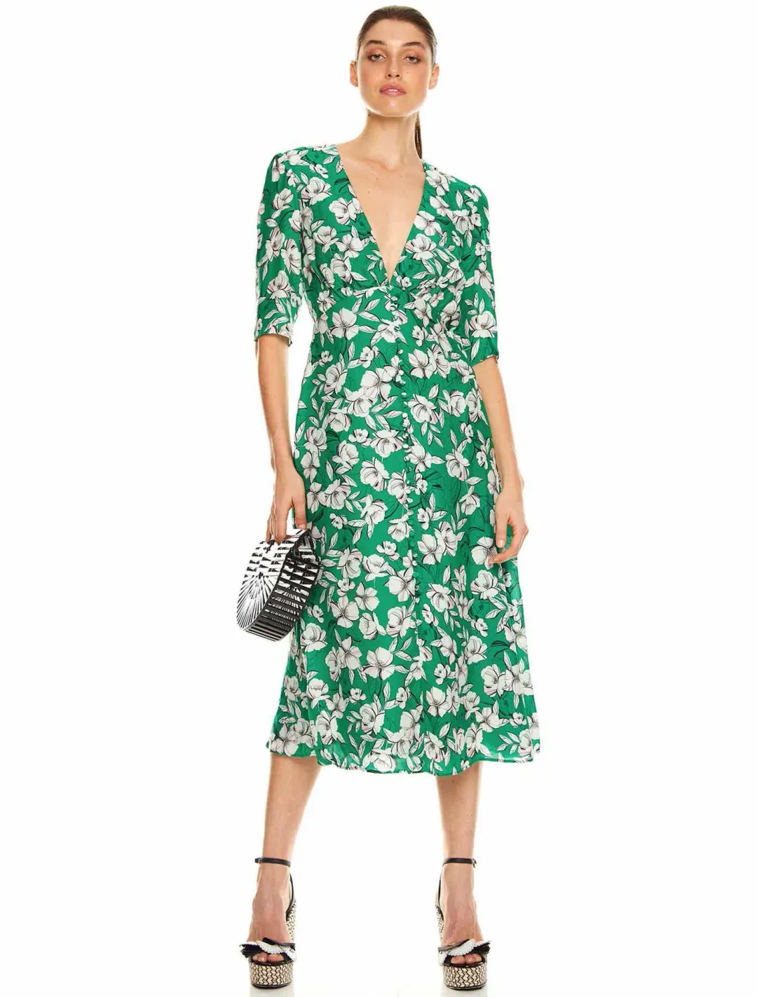 La Maison Talulah That Forever Feeling Midi Dress Green Floral Size 8 for rent on The Volte - main image
