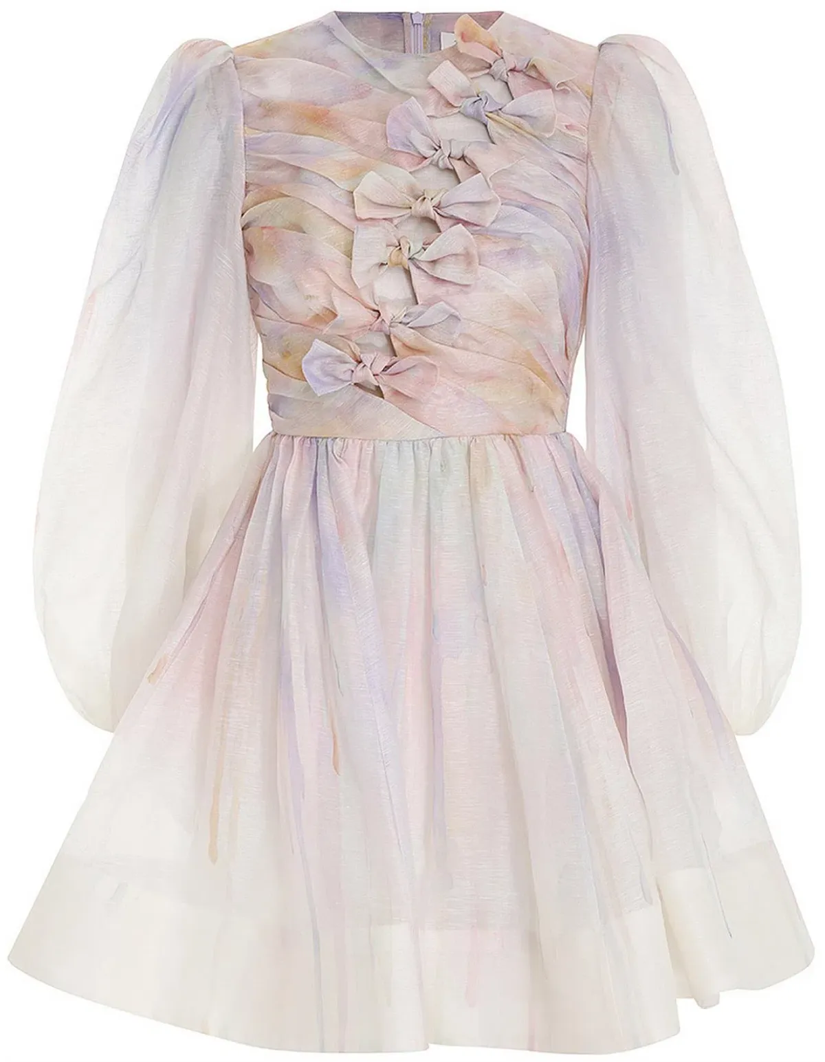 Zimmermann Rhythmic Knot Mini Dress Abstract Rainbow Size 1 / AU 10 - Image 4