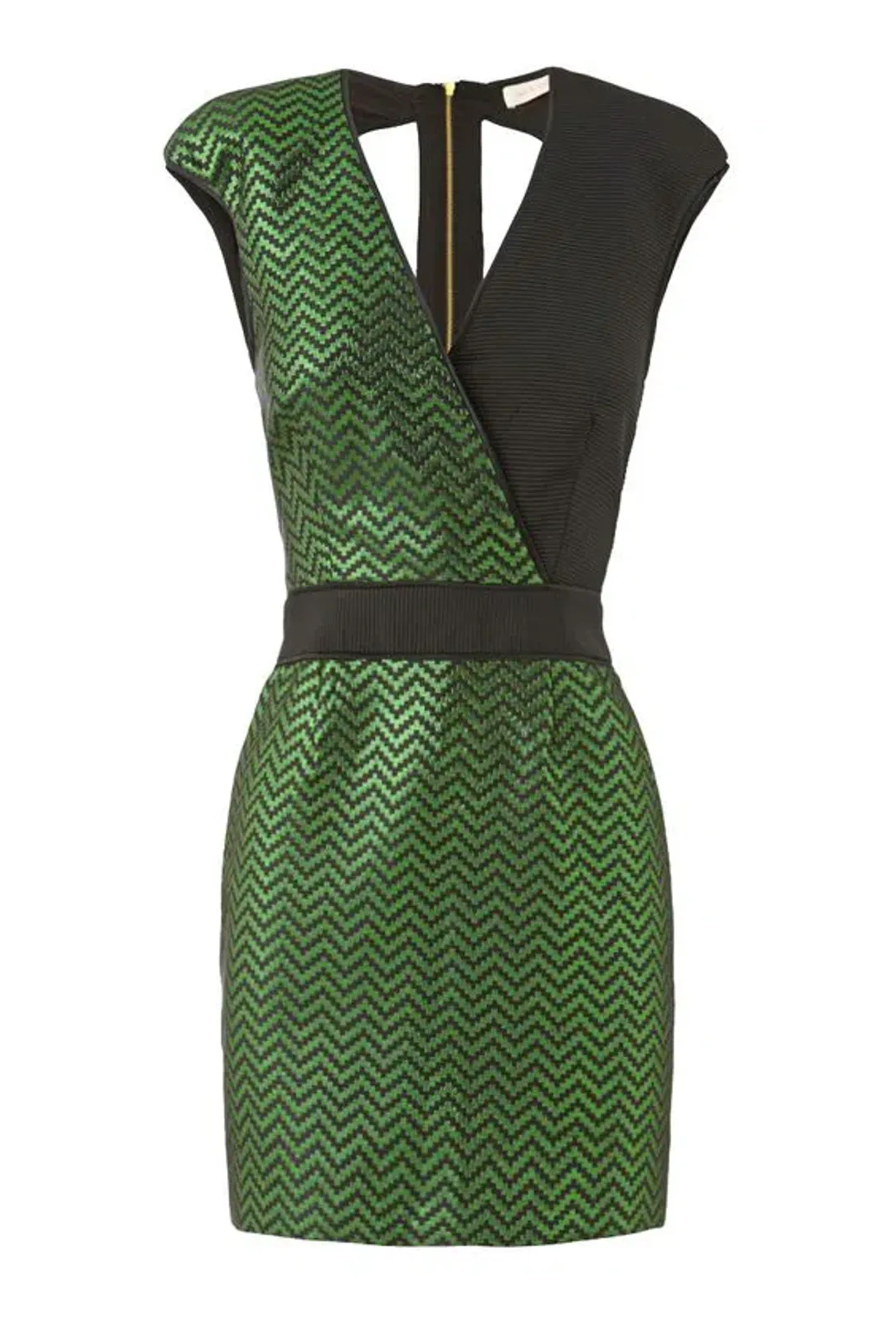Sass and Bide Speed Read Metallic Jacquard Mini Dress Black & Green Size 10 for rent on The Volte - main image