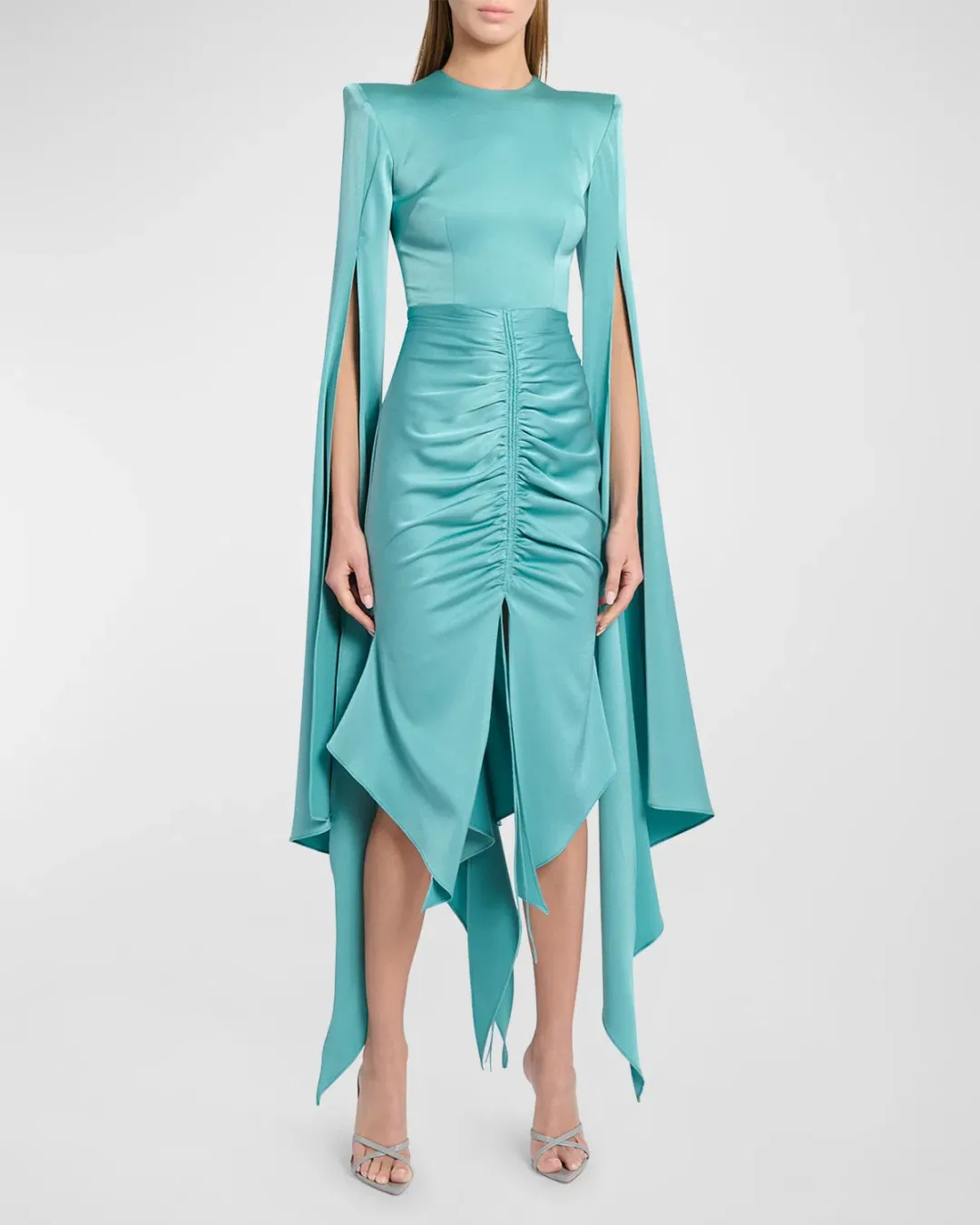 Alex Perry Powell Ruched Dress Teal Size 14 for rent on The Volte - main image