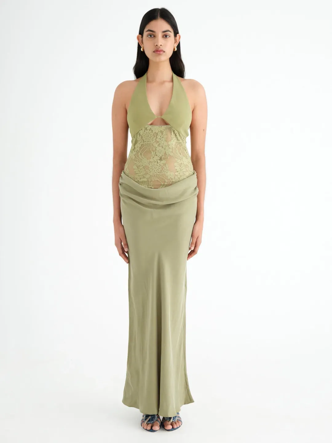 Benni Miko Maxi Dress Pear Green Size 10 for rent on The Volte - main image