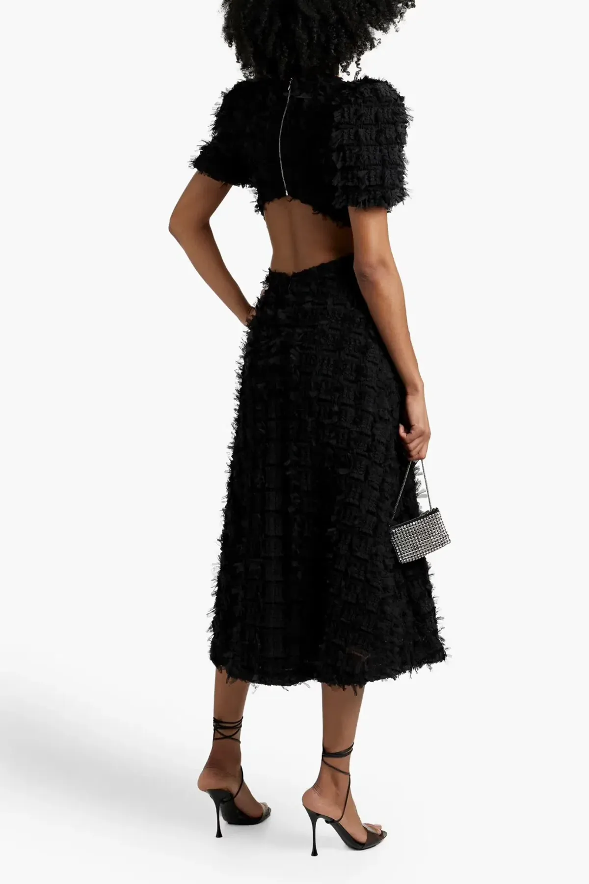 Rebecca Vallance Cherie Amour Puff Sleeve Midi Dress Black Size 10 - Image 2