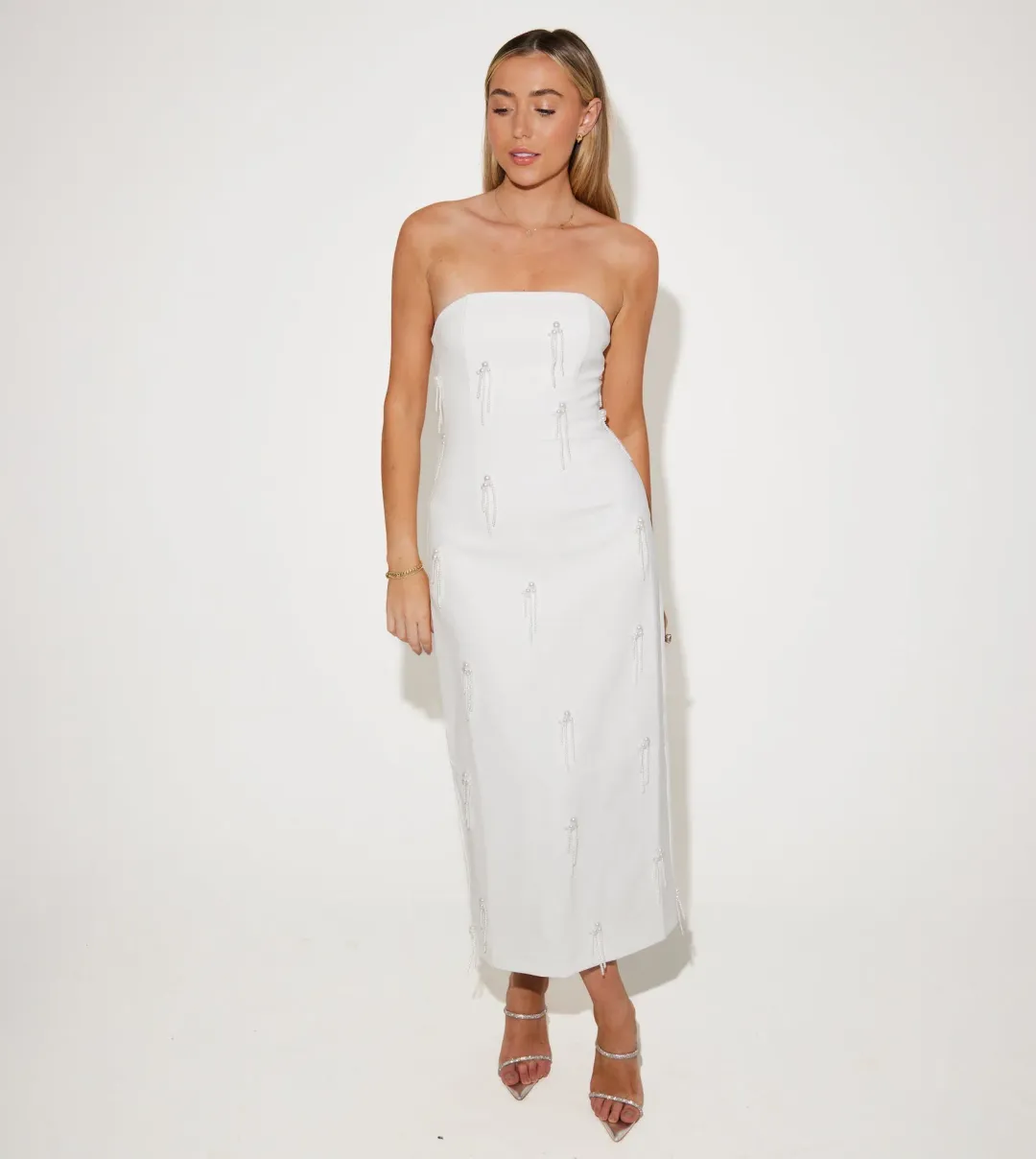 Odd Muse Ultimate Muse Embellished Midi Dress White Size 12 for rent on The Volte - main image