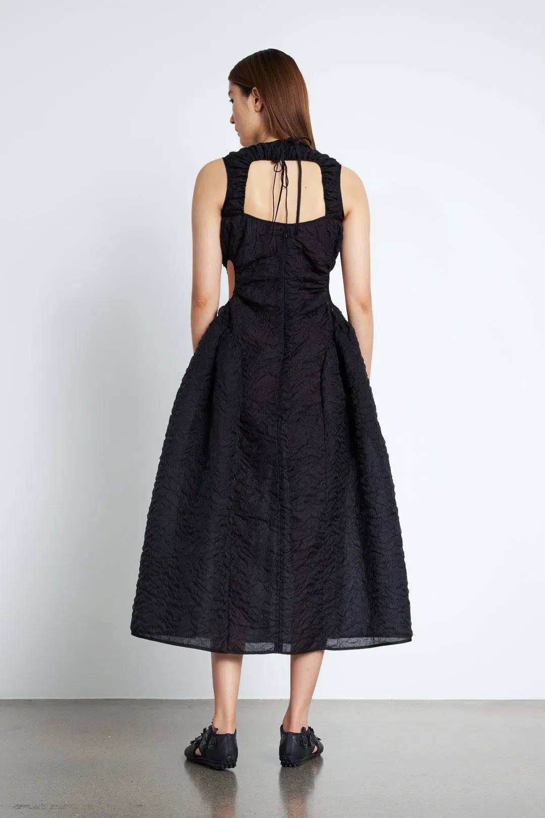 Cecilie Bahnsen Samara Midi Dress Black Size 8 for rent on The Volte - main image