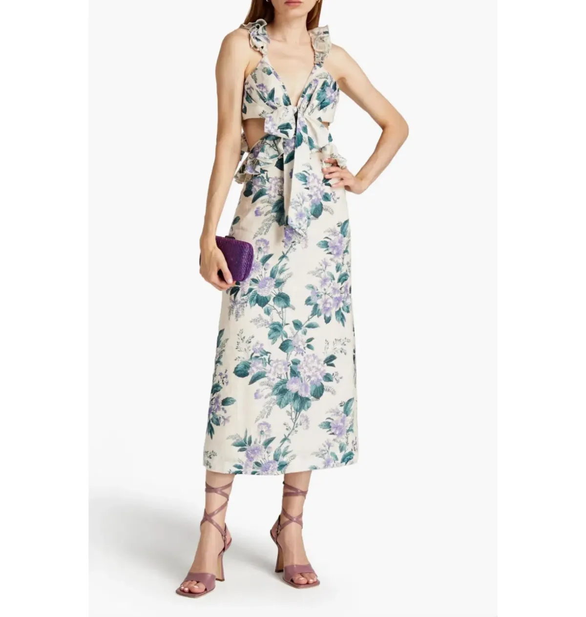 Zimmermann Cassia Ruffle Midi Dress Hydrangea Floral Size 2 / AU 12  - Image 1