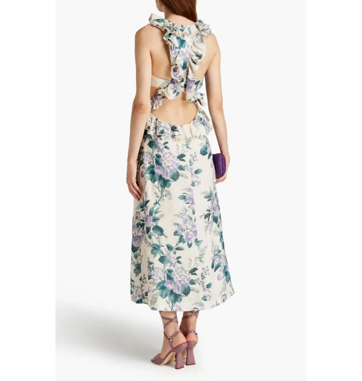 Zimmermann Cassia Ruffle Midi Dress Hydrangea Floral Size 2 / AU 12  - Image 2