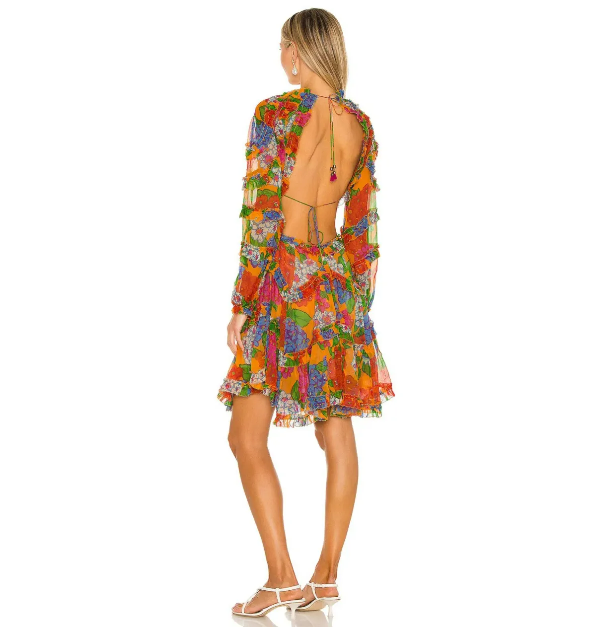 Zimmermann Riders Frill Mini Dress Mango Floral Size 2 / AU 12  - Image 3