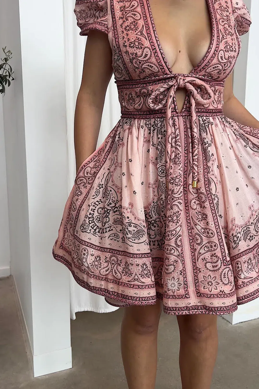 Zimmermann Matchmaker Mini Dress Pink Print Size 0 / AU 8  for rent on The Volte - main image