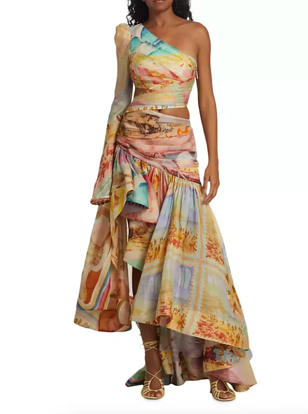 Zimmermann Tama Asymmetric Cut Out Dress Poster Print Size 0 / AU 8  for rent on The Volte - main image