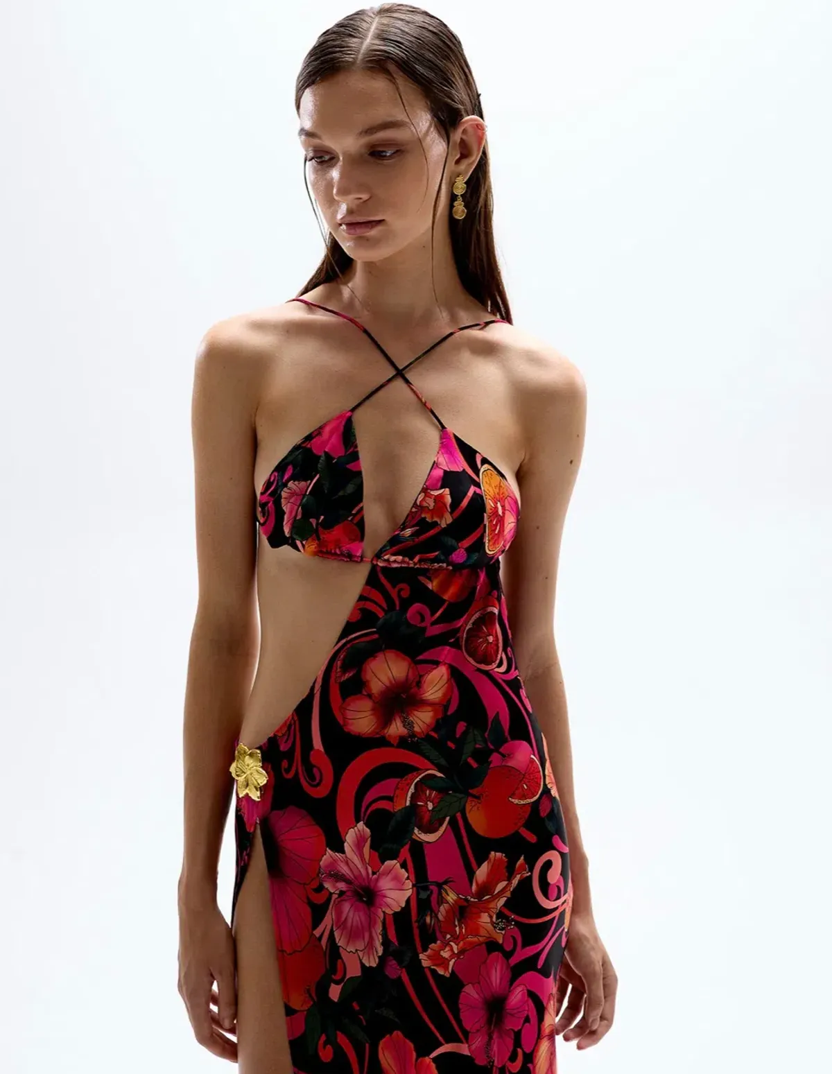 Cin Cin Villa Cut Out Maxi Dress Hibiscus Pink Size XS / AU 6 - Image 2