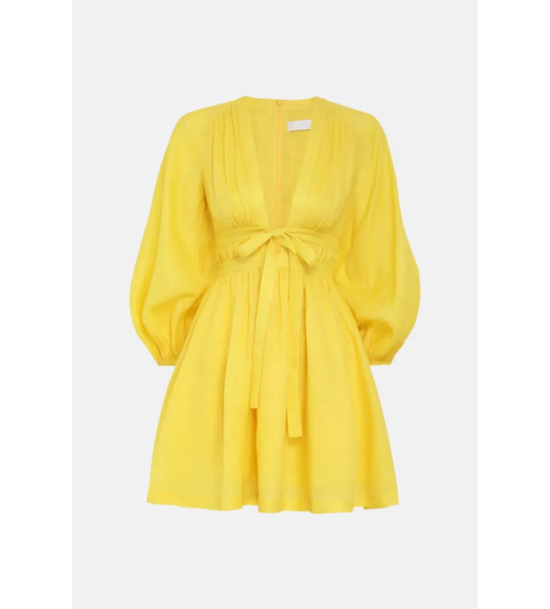 Zimmermann The Shelly Plunge Bow Mini Dress in Yellow Size 1/Au 10  for rent on The Volte - main image