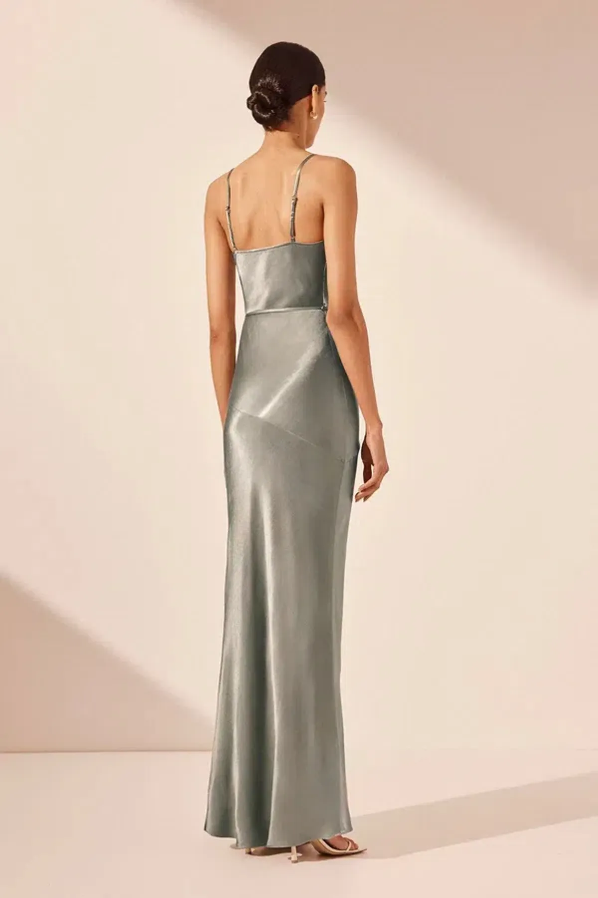 Shona Joy La Lune Bias Cowl Midi Dress Sage Size 10  - Image 4