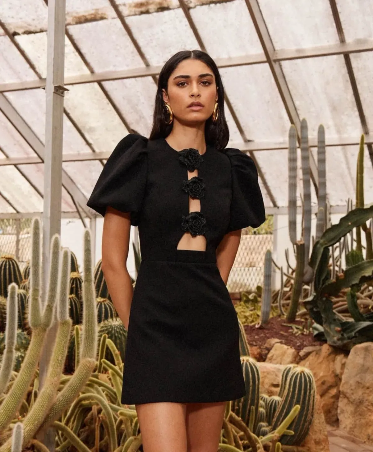 Rebecca Vallance Aubree Flower Mini Dress Black Size 12 - Image 1