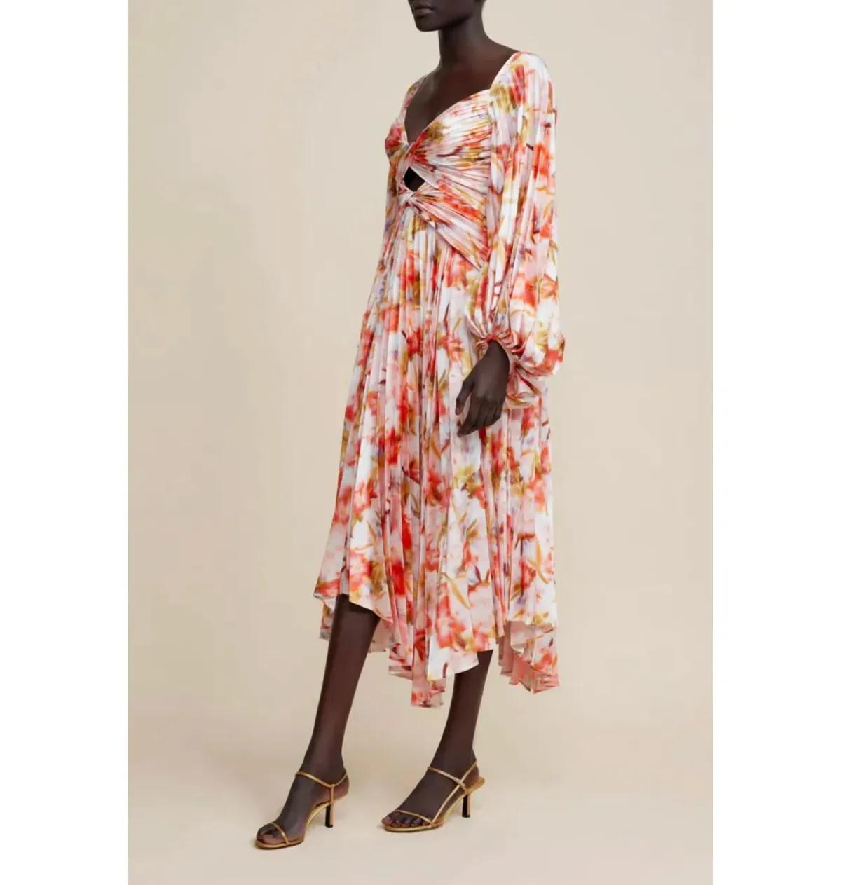 Acler Aurora Midi Dress Rouge Medley Print Size AU 10 - Image 5