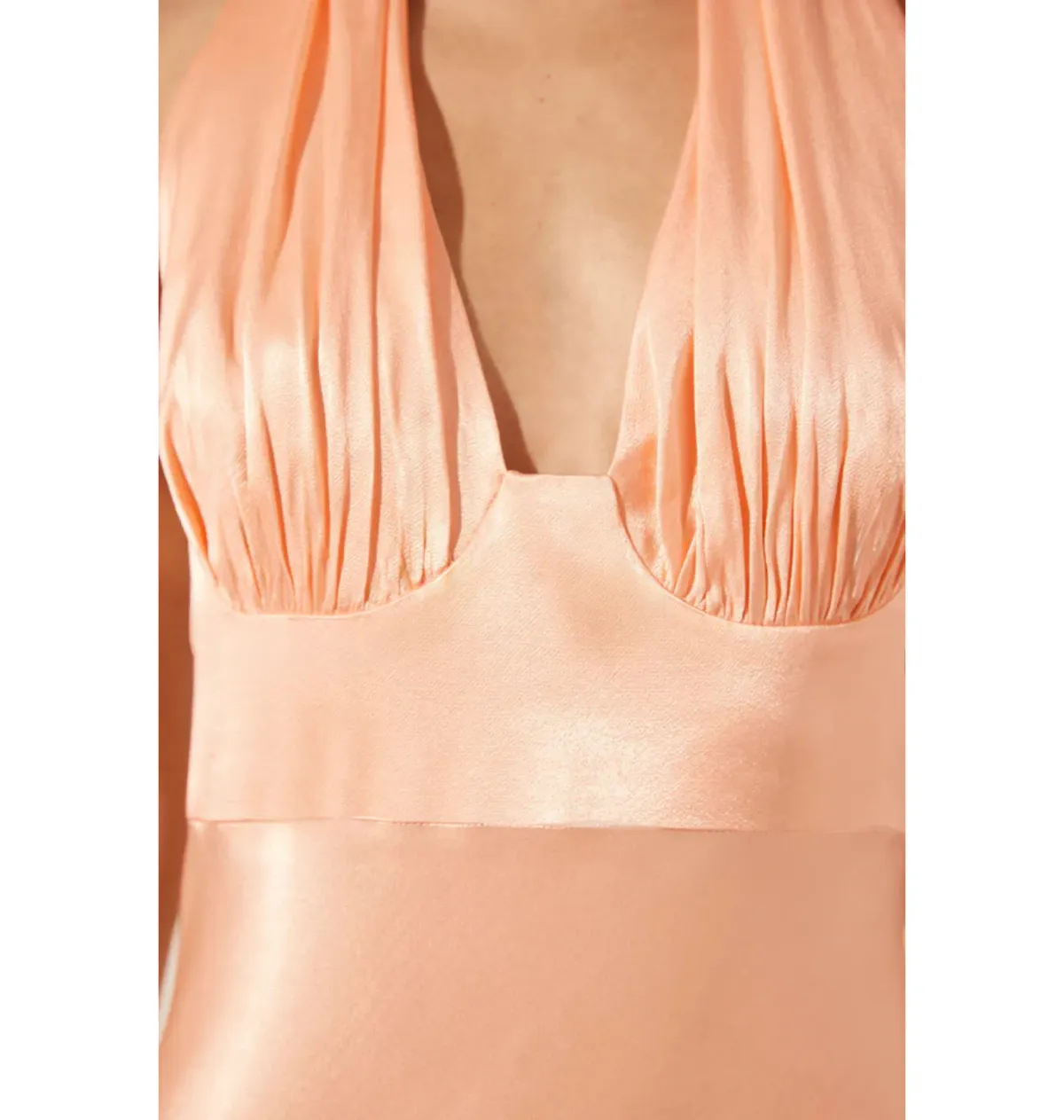 Shona Joy Plunged Halter Midi Dress Peach Size AU 10 - Image 2