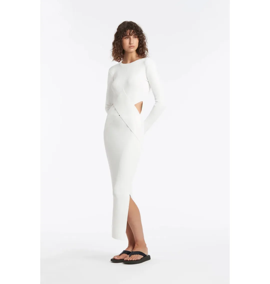 Sir the Label Celena Draped Dress in Ivory Size AU 8 for rent on The Volte - main image