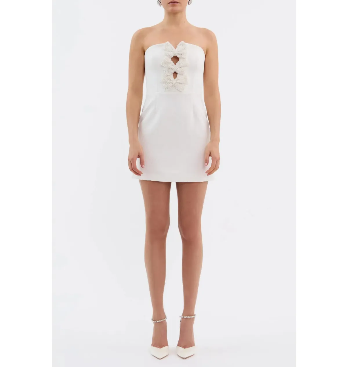Rebecca Vallance Alicia Strapless Mini Dress White Size AU 8 - Image 1