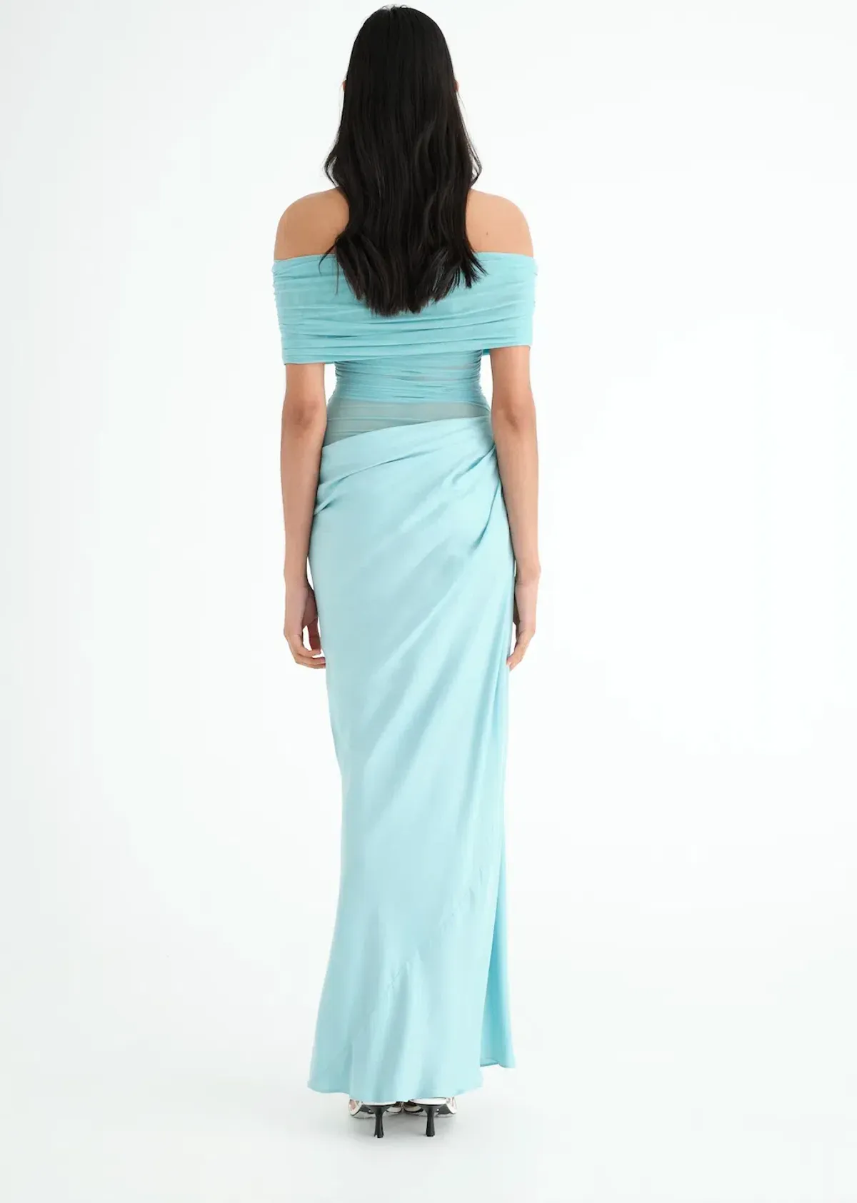 Benni Nico Off Shoulder Maxi Dress Aquamarine Size 8 / AU 8 - Image 3