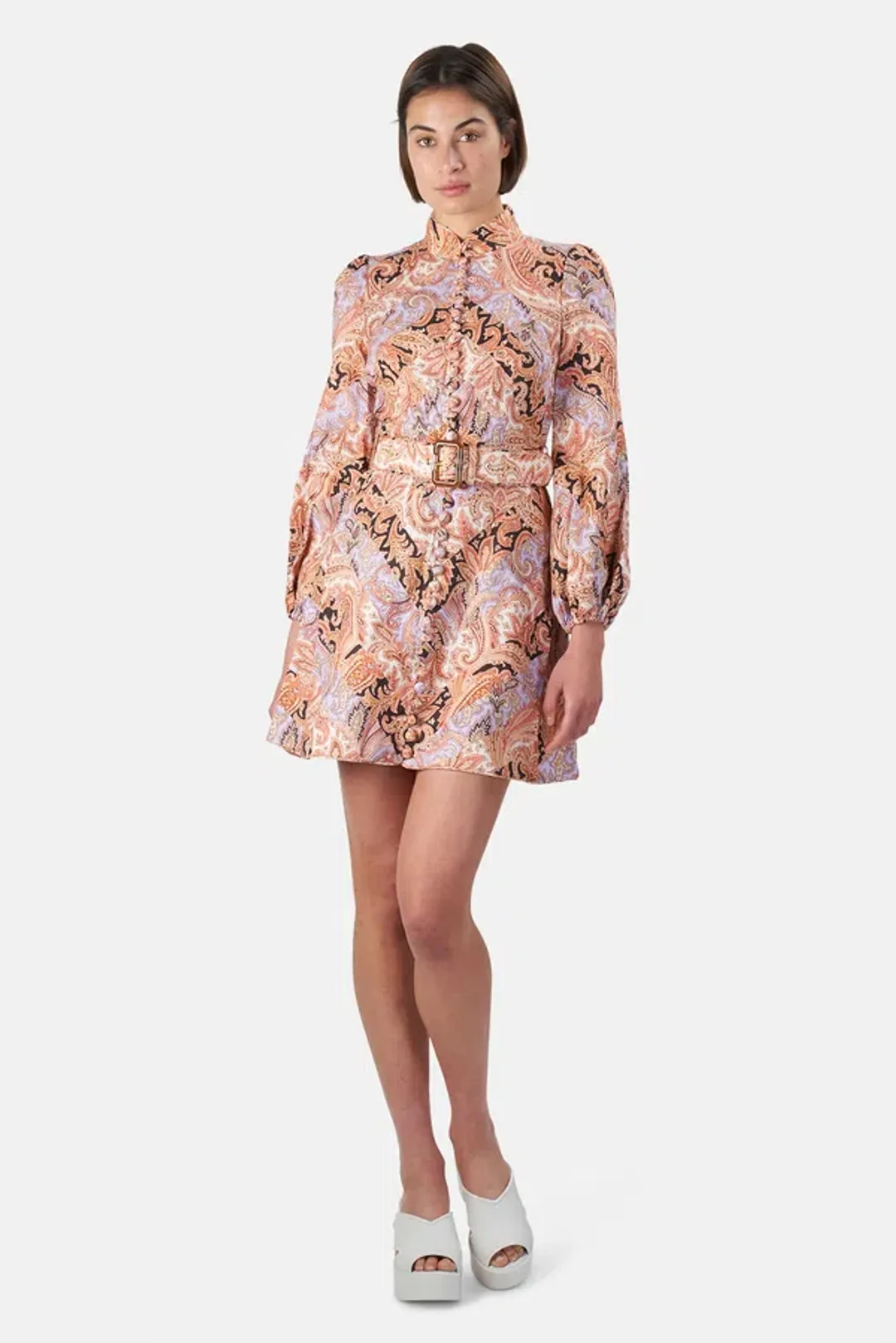Zimmermann Botanica Chevron Mini Dress Chevron Paisley Size 1 / Au 10 for rent on The Volte - main image