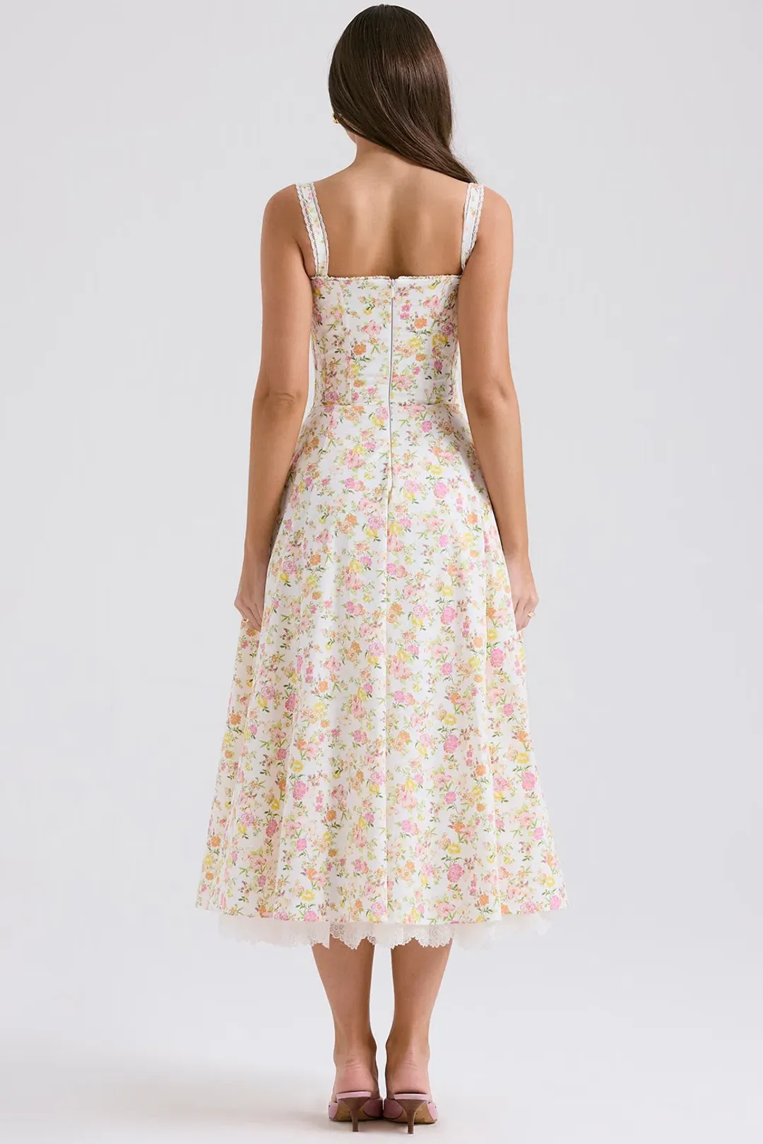 House Of CB Rosalee Dress Ivory Meadow Print Size 10  for rent on The Volte - main image