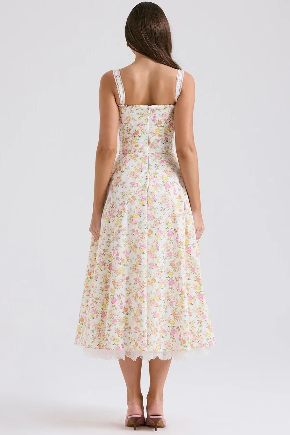 House Of CB Rosalee Dress Ivory Meadow Print Size 10  - Image 2