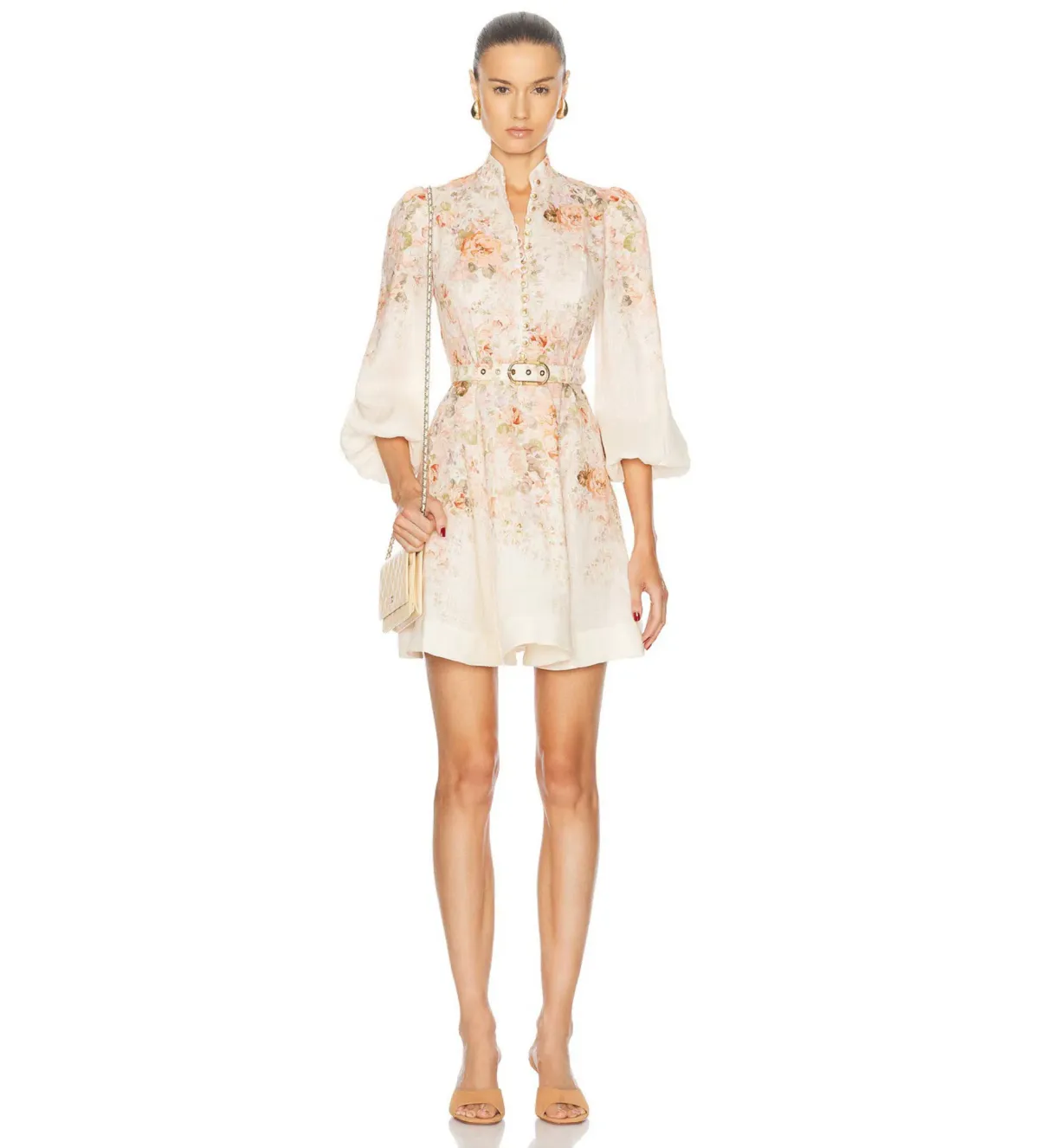 Zimmermann The Illustration Buttoned Mini in Cream Rococo Floral Size 2/Au 12  - Image 1