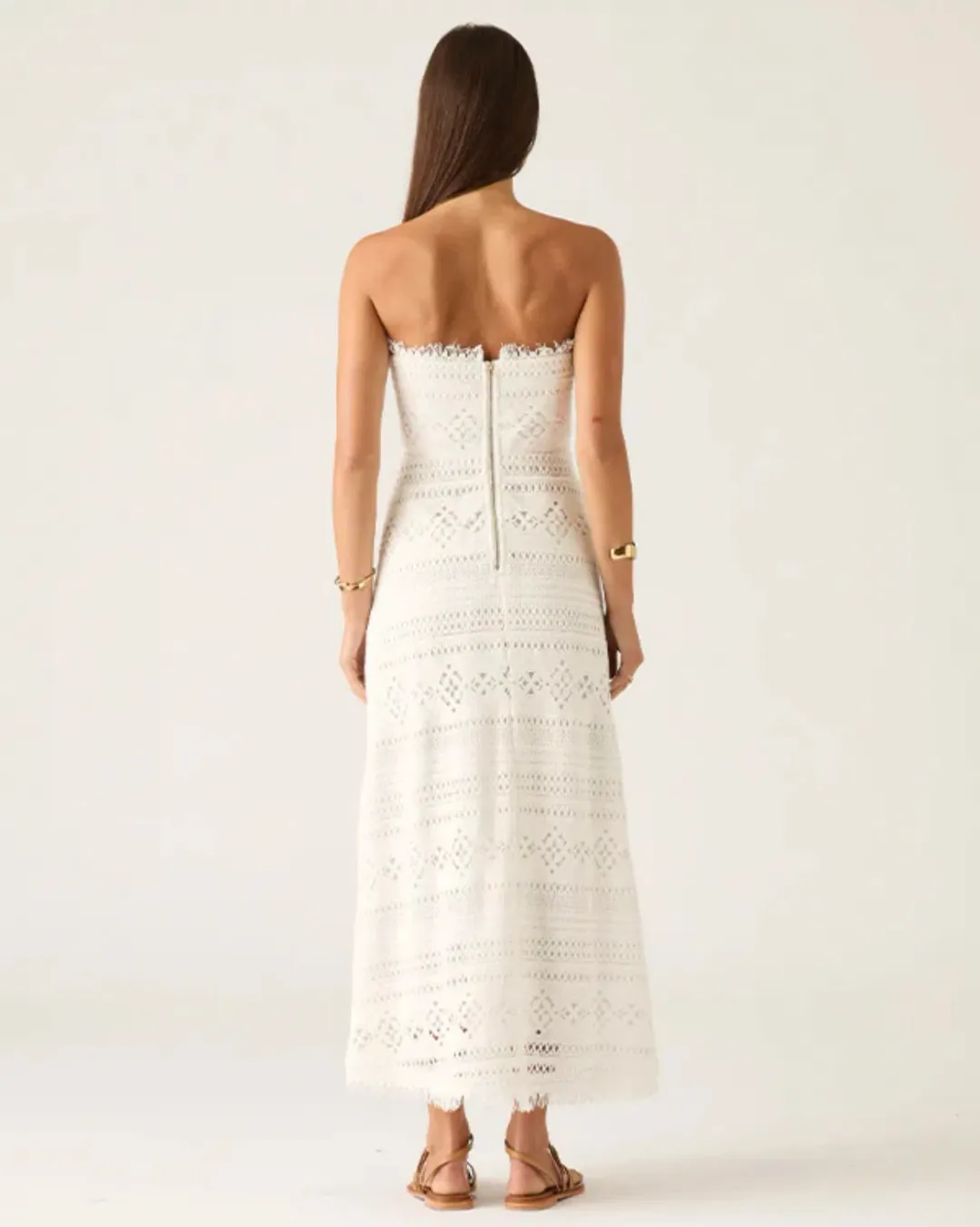 Mos The Label Daniela Textured Midi Dress Bright White Size 10  for rent on The Volte - main image
