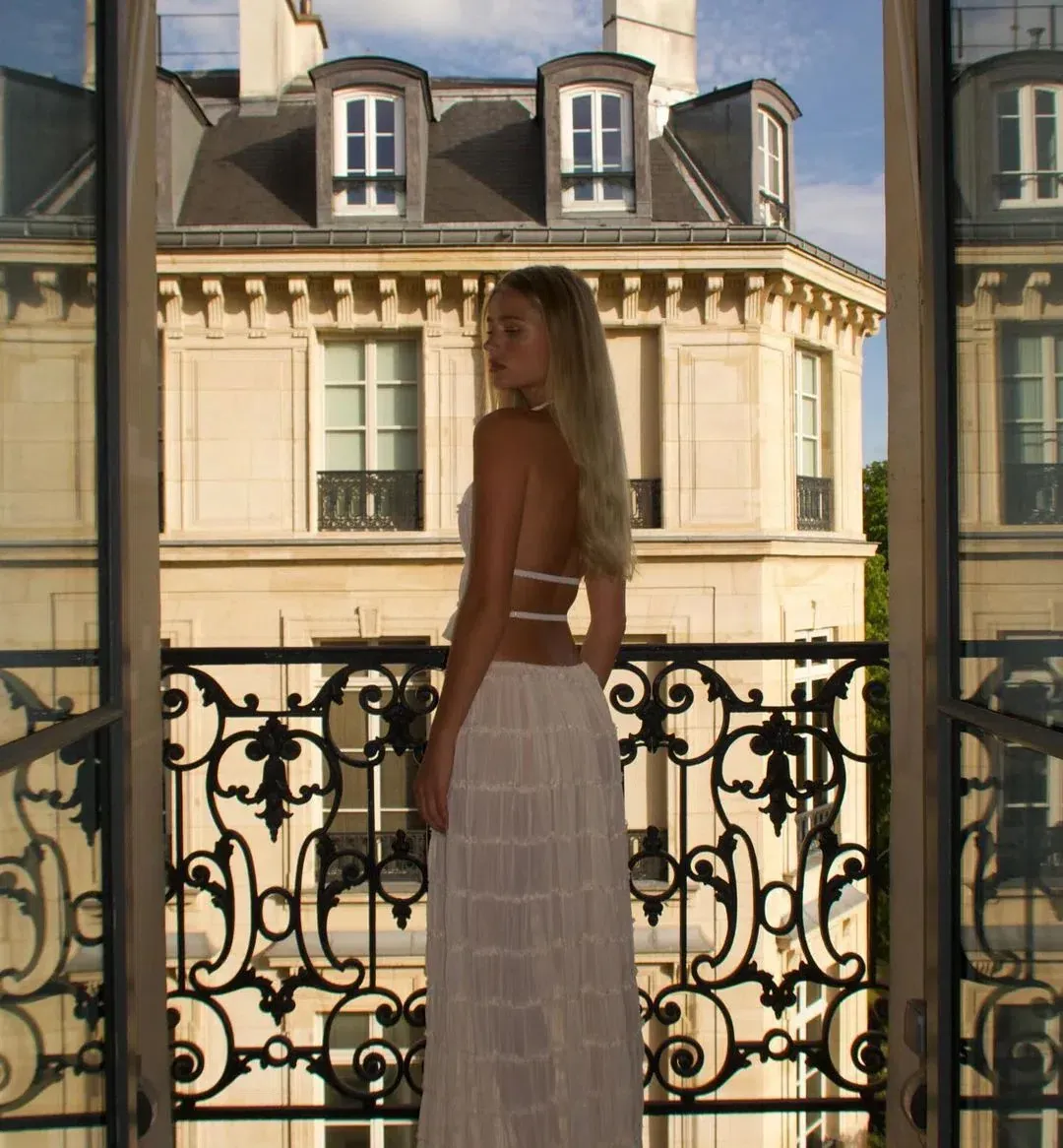 Arcina Ori Juliette Halter Set In Cream Size S / AU 8 for rent on The Volte - main image