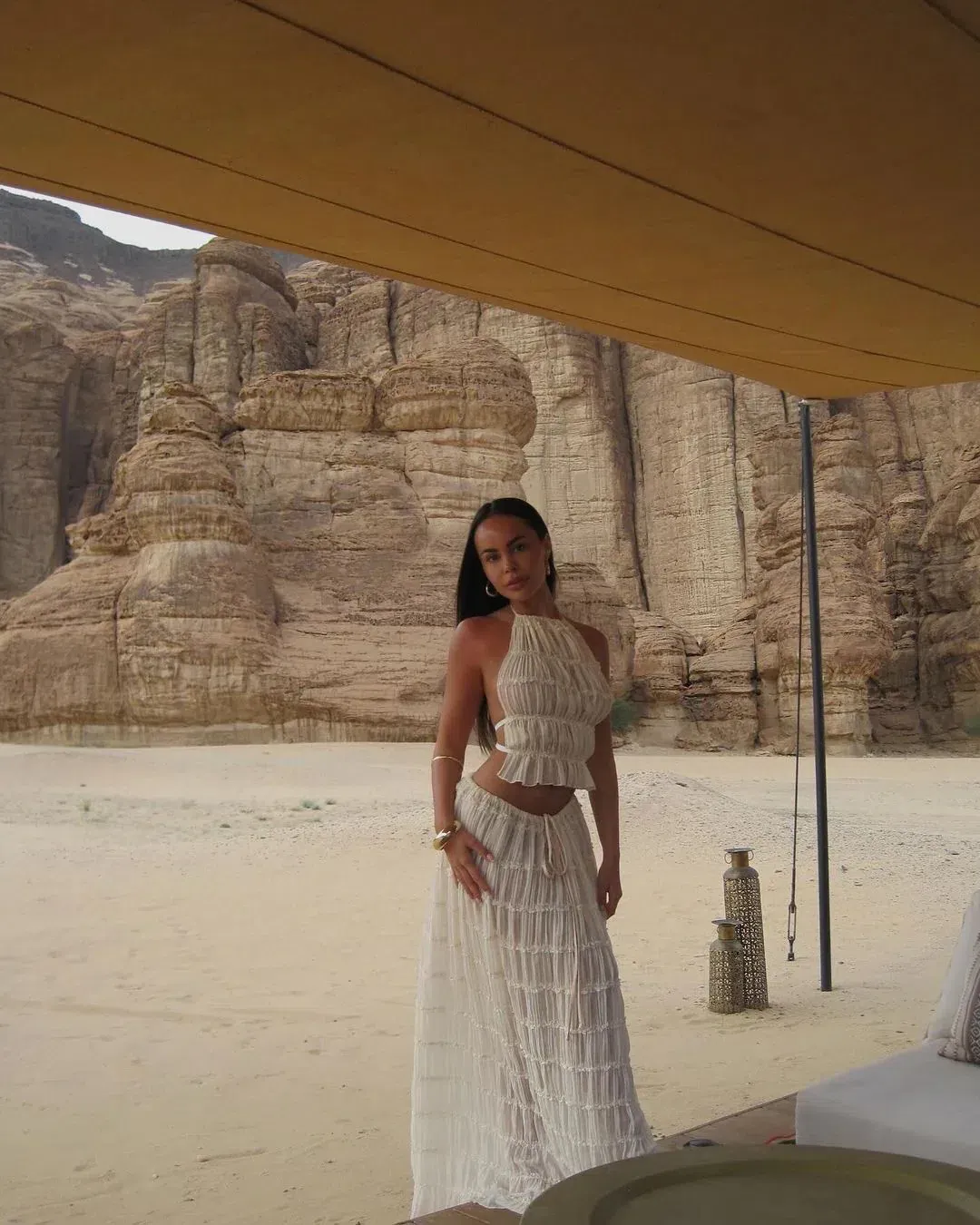 Arcina Ori Juliette Halter Set In Cream Size S / AU 8 for rent on The Volte - main image