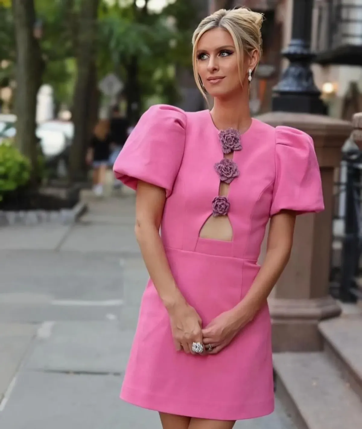 Rebecca Vallance Aubree Flower Mini Dress Pink  Size 8 - Image 2