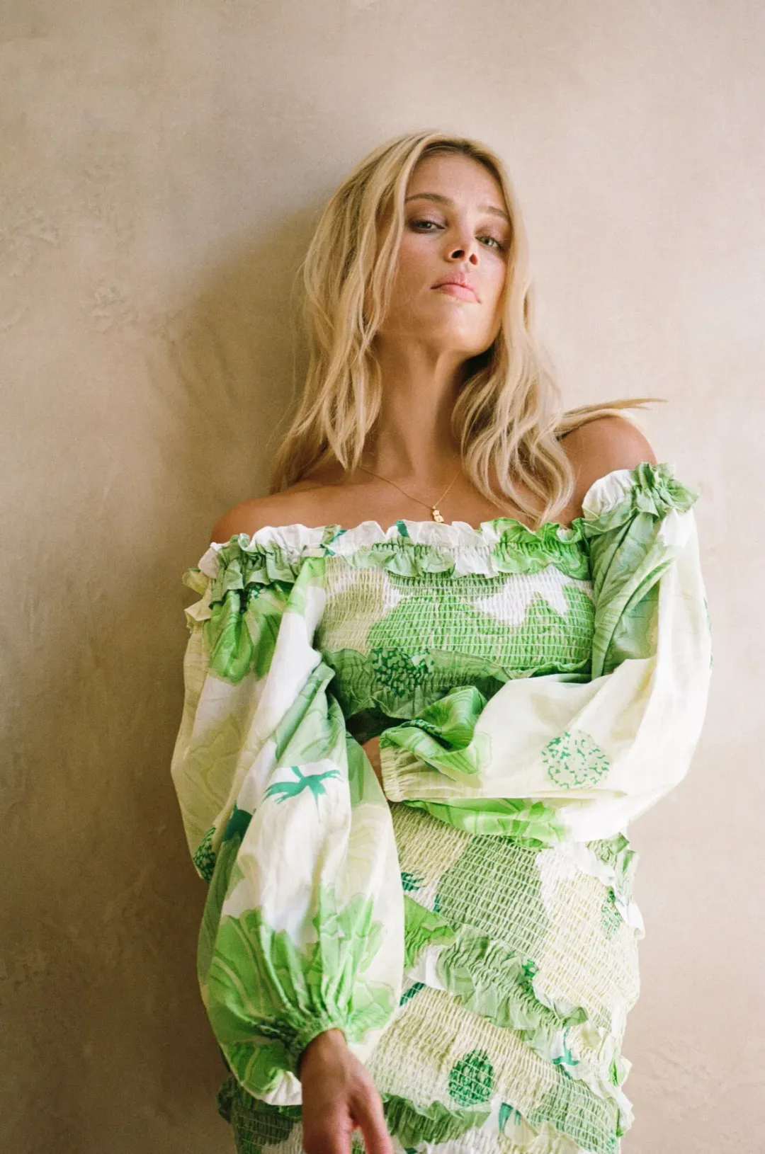 Sabo Skirt Berlyn Shirred Mini Dress Green Floral Size XL / AU 14 for rent on The Volte - main image