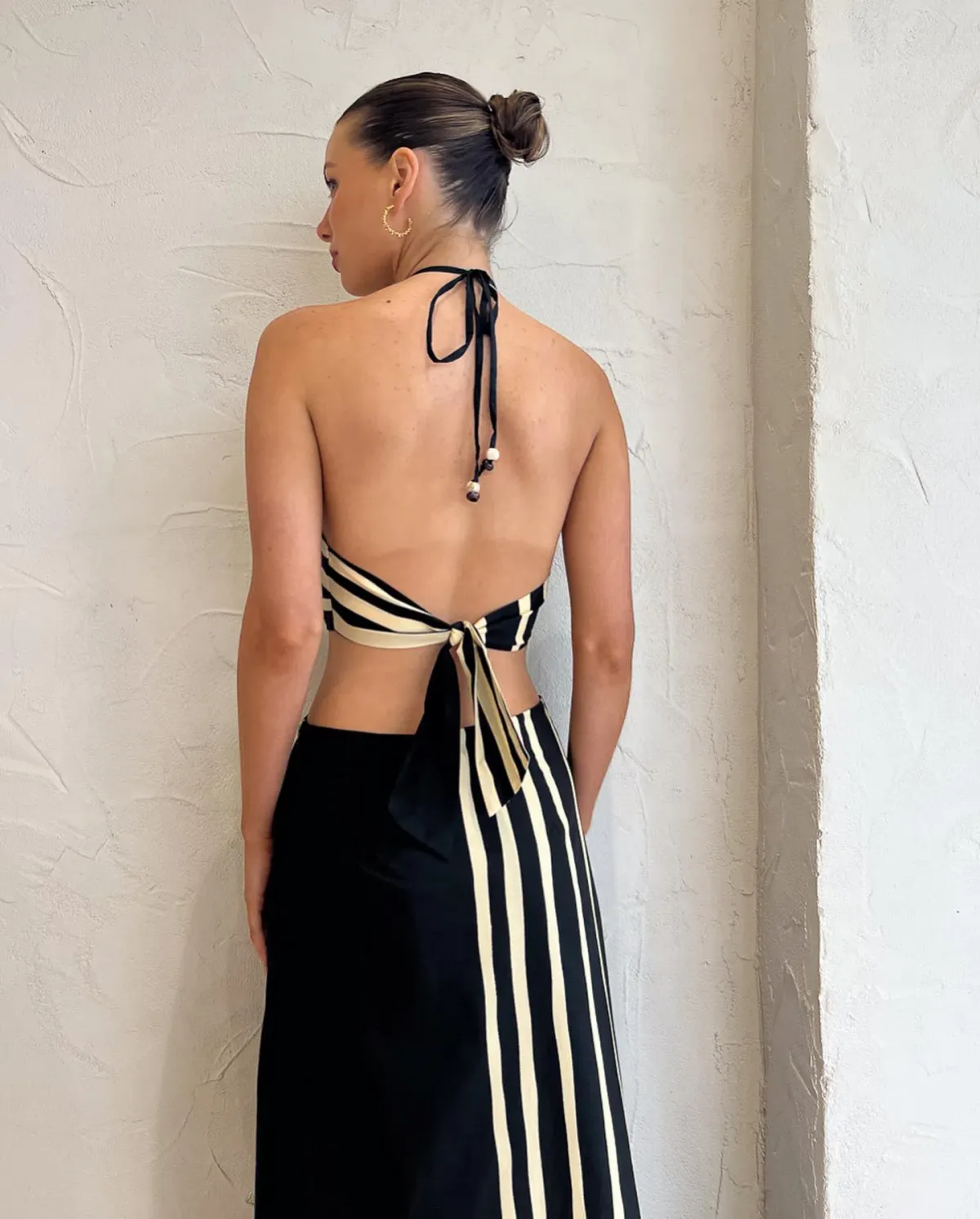 Sir the Label Linocut Beaded Halter Maxi Dress Ligne Print Size 8 - Image 3