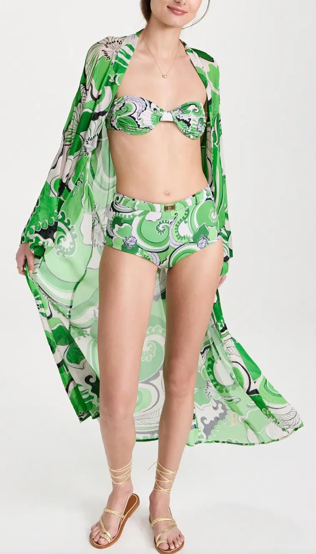 Cin Cin Oracle Sheer Robe Dress Fern Size 10/M - Image 5