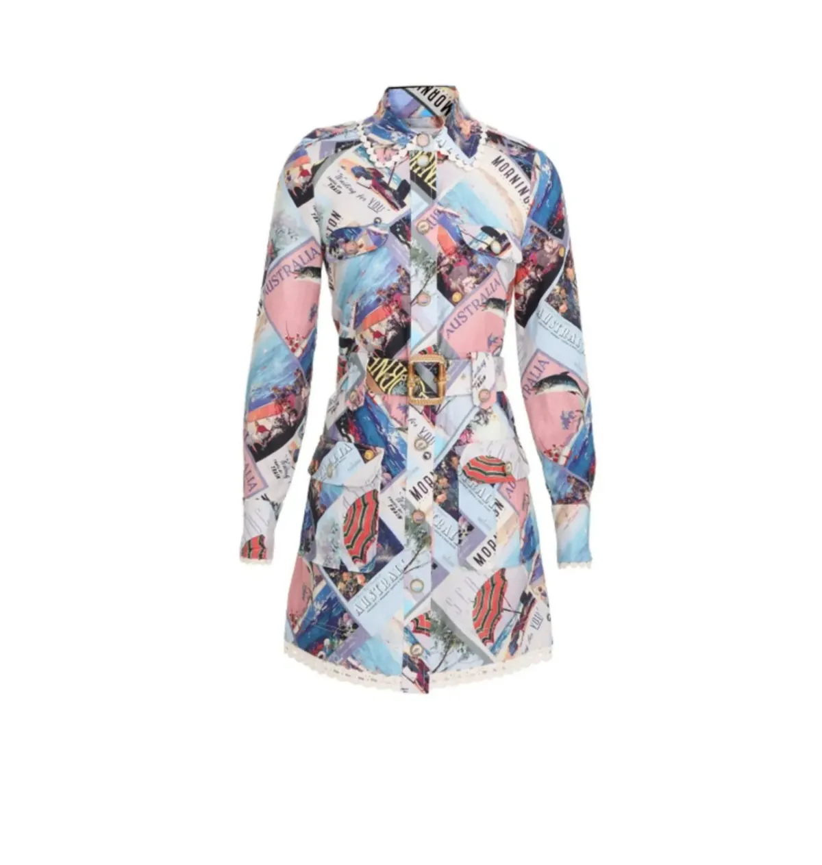 Zimmermann Postcard Shirt Mini Dress Print Size 2 / AU 12 - Image 4