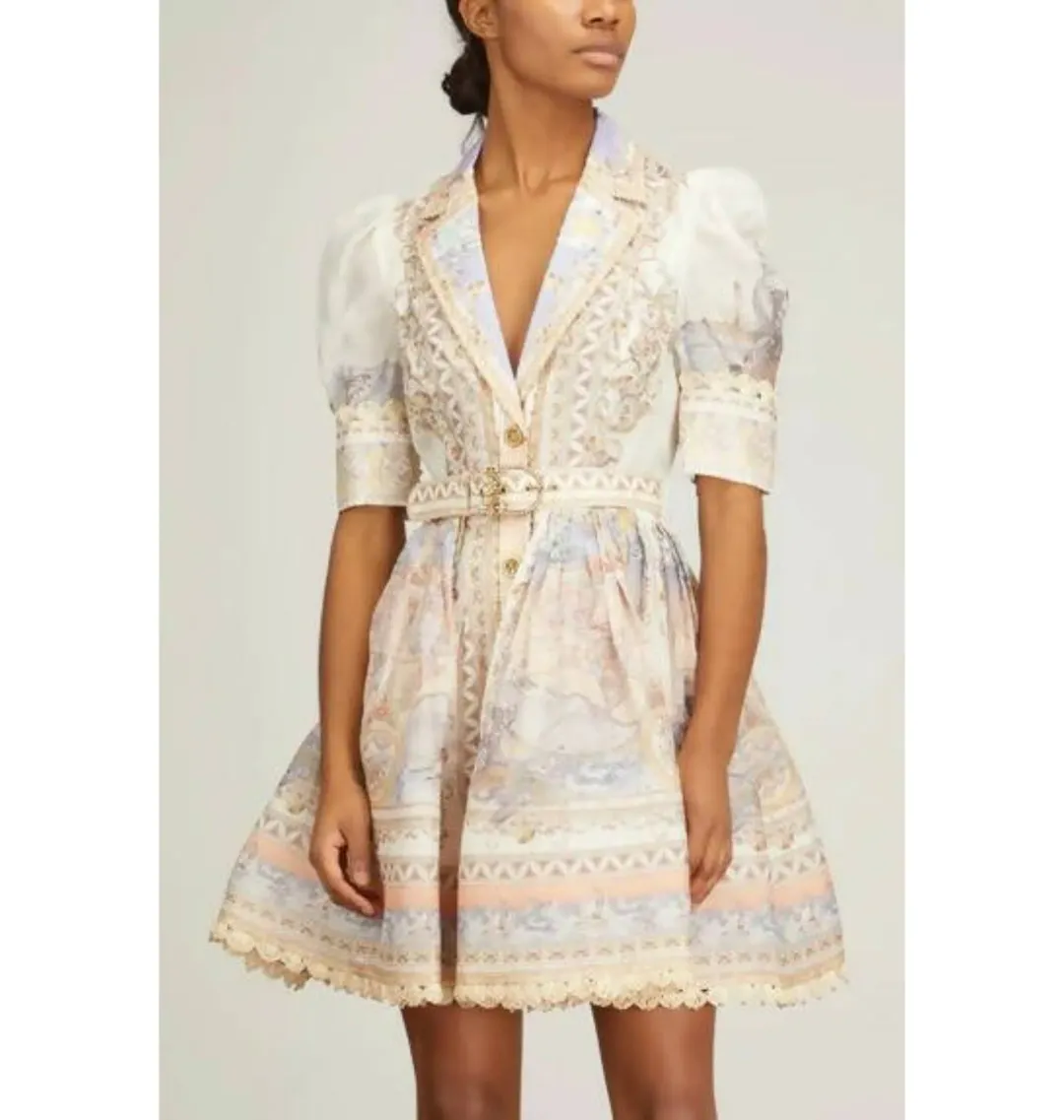 Zimmermann High Tide Mini Shirt Dress in Odyssey Print Size 3 / Au 14 for rent on The Volte - main image