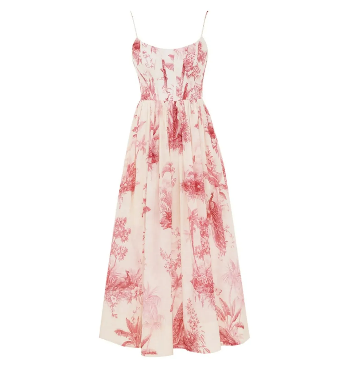 Zimmermann Waverly Corset Midi Dress in Pink Palm Size 0 / AU 8 - Image 3