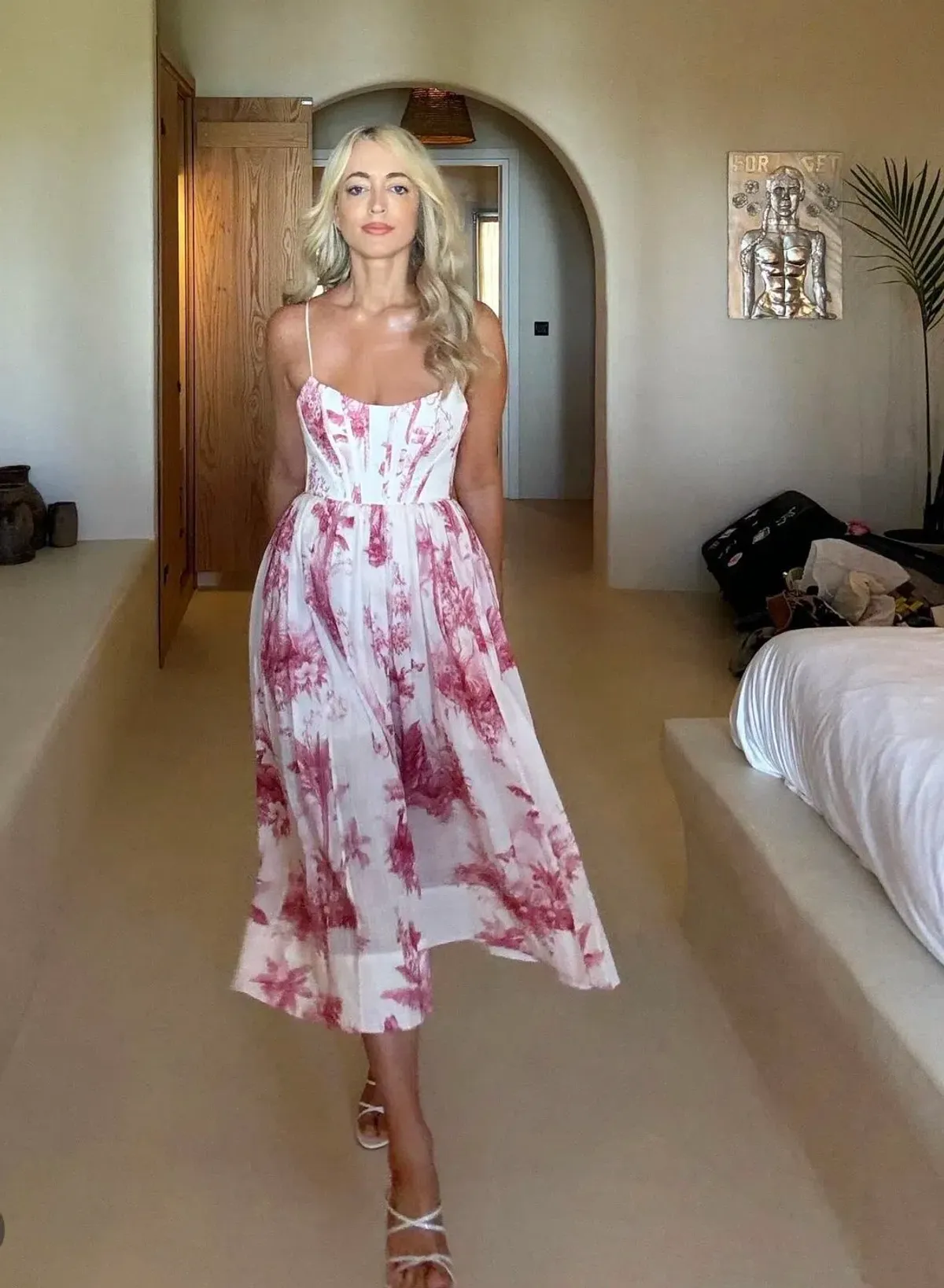 Zimmermann Waverly Corset Midi Dress in Pink Palm Size 0 / AU 8 - Image 2