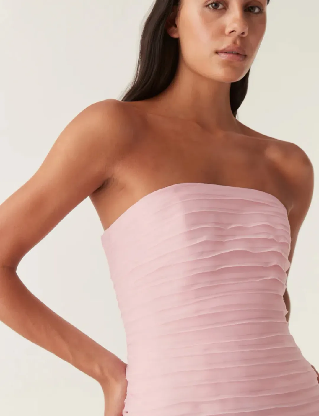 Aje Soundscape Maxi Dress in Chalk Pink Size AU 12 for rent on The Volte - main image