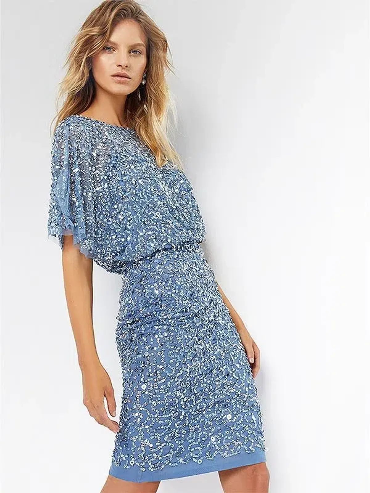 Montique Alinda Hand Beaded Dress Sky Blue Size AU 8 - Image 5