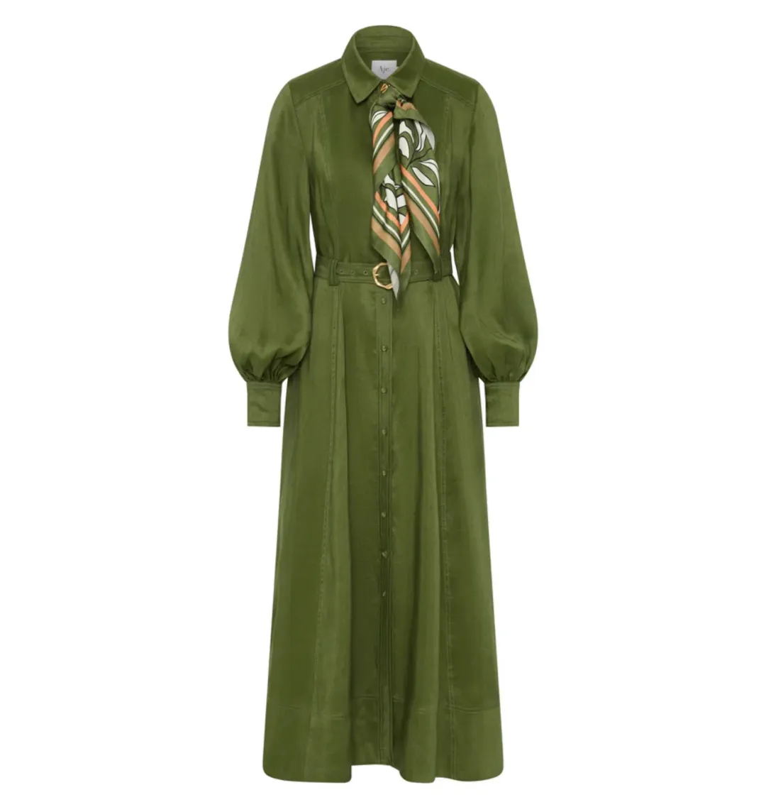 Aje Enchanter Scarf Midi Dress in Fern Green Size AU 12 for rent on The Volte - main image