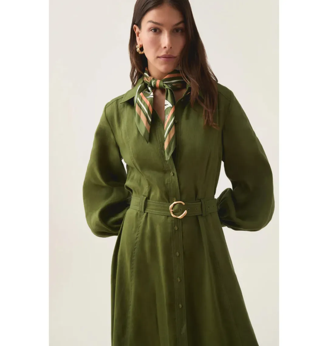 Aje Enchanter Scarf Midi Dress in Fern Green Size AU 12 for rent on The Volte - main image