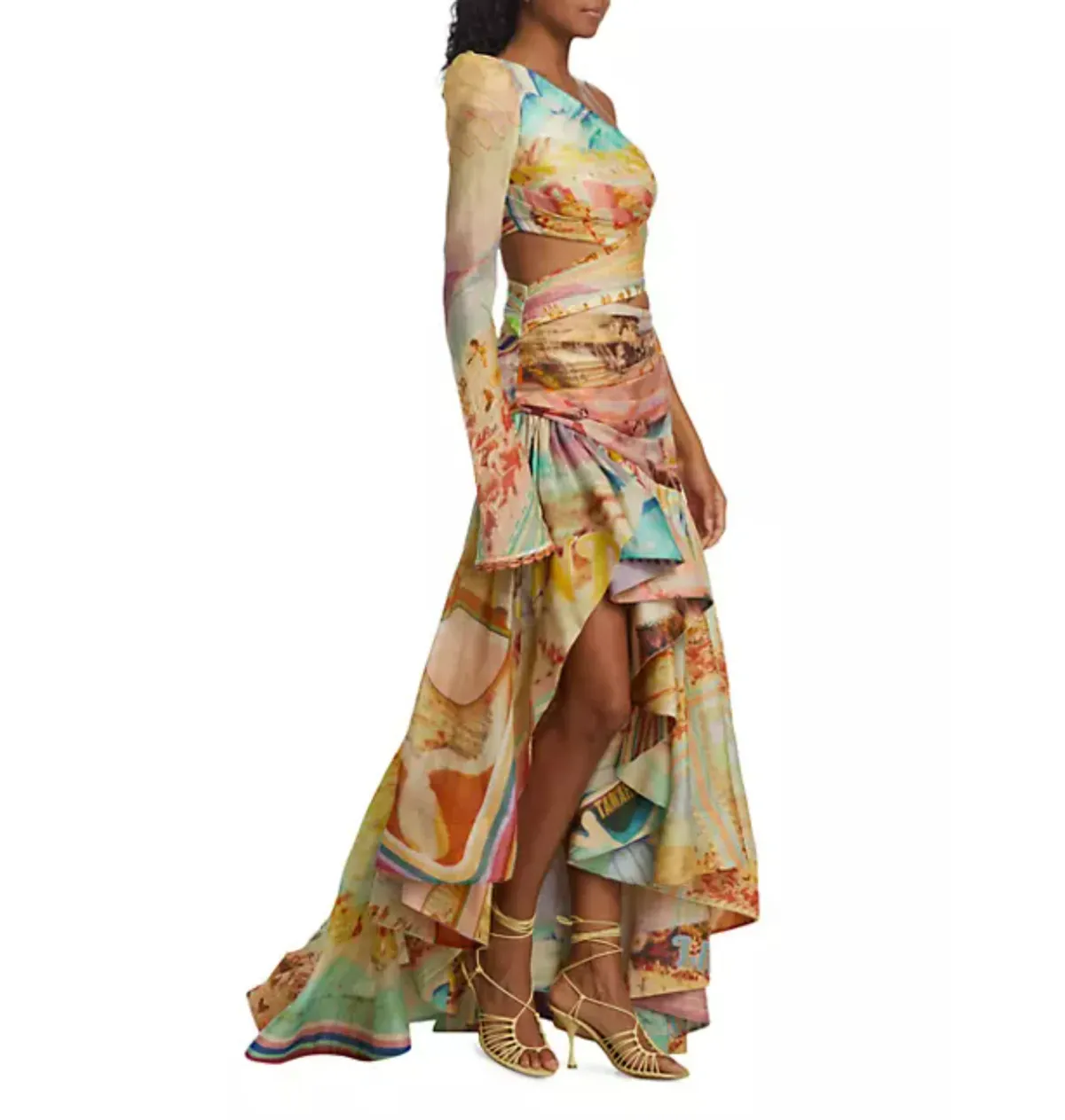 Zimmermann Tama Asymmetrical Dress in Poster Print Size 0 / AU 8 - Image 2