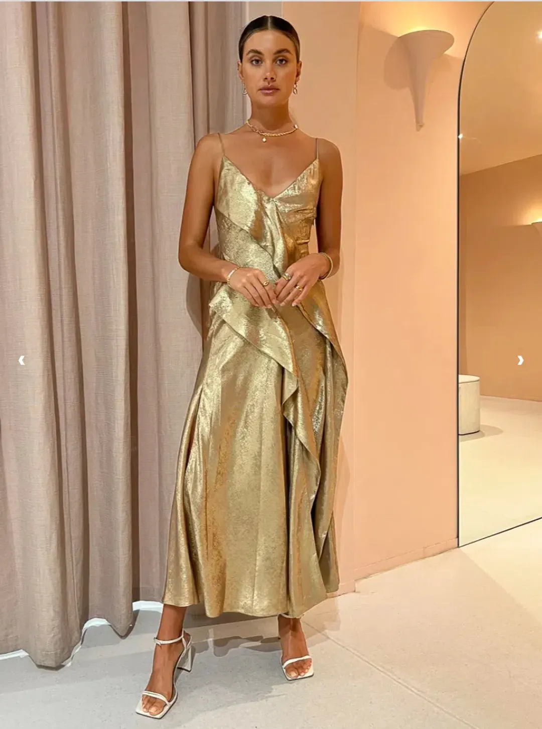 Acler Queensbridge Dress in Gold Size AU 10 for rent on The Volte - main image