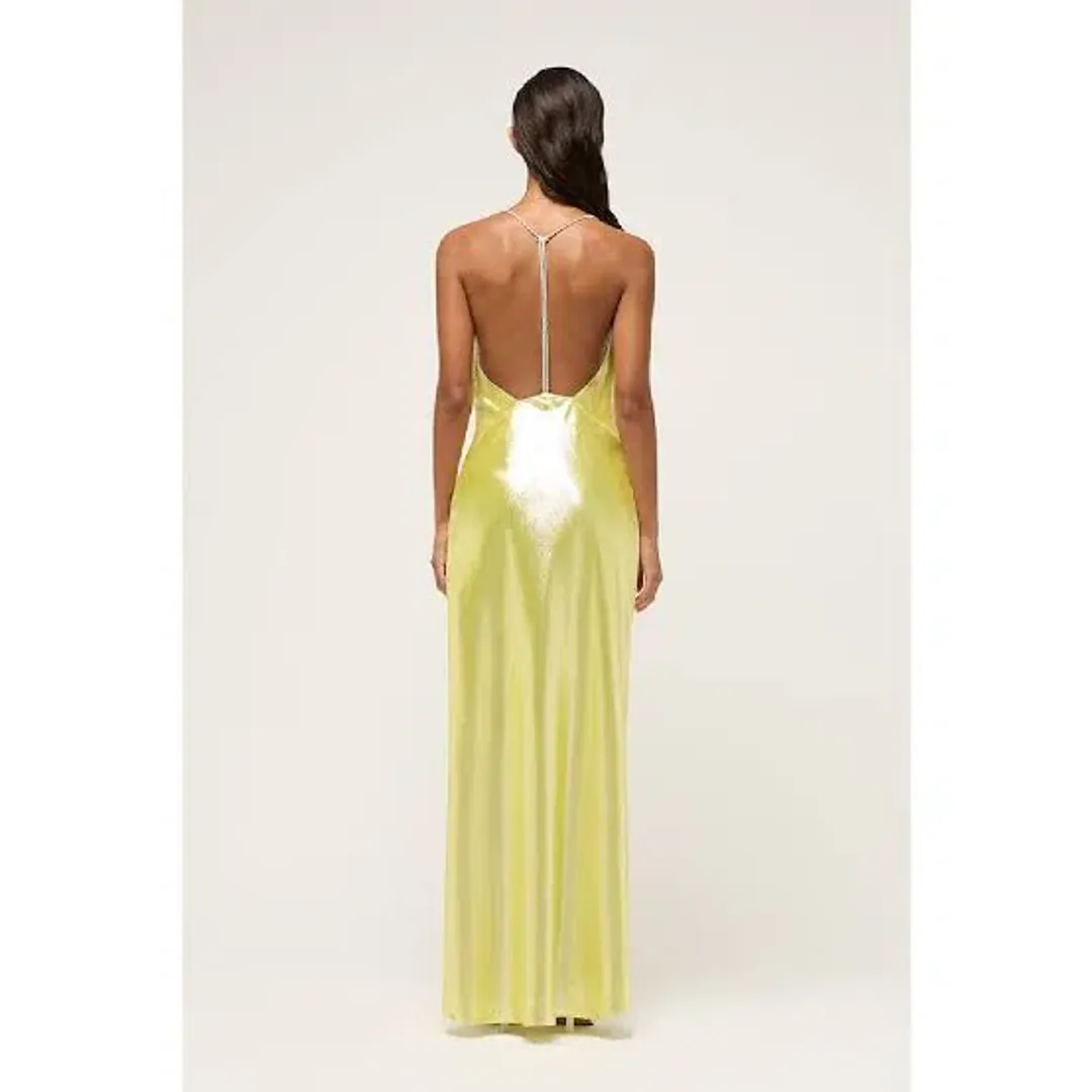 Michael Lo Sordo Nicole Drape Crystalline Dress Yellow Size 8  for rent on The Volte - main image