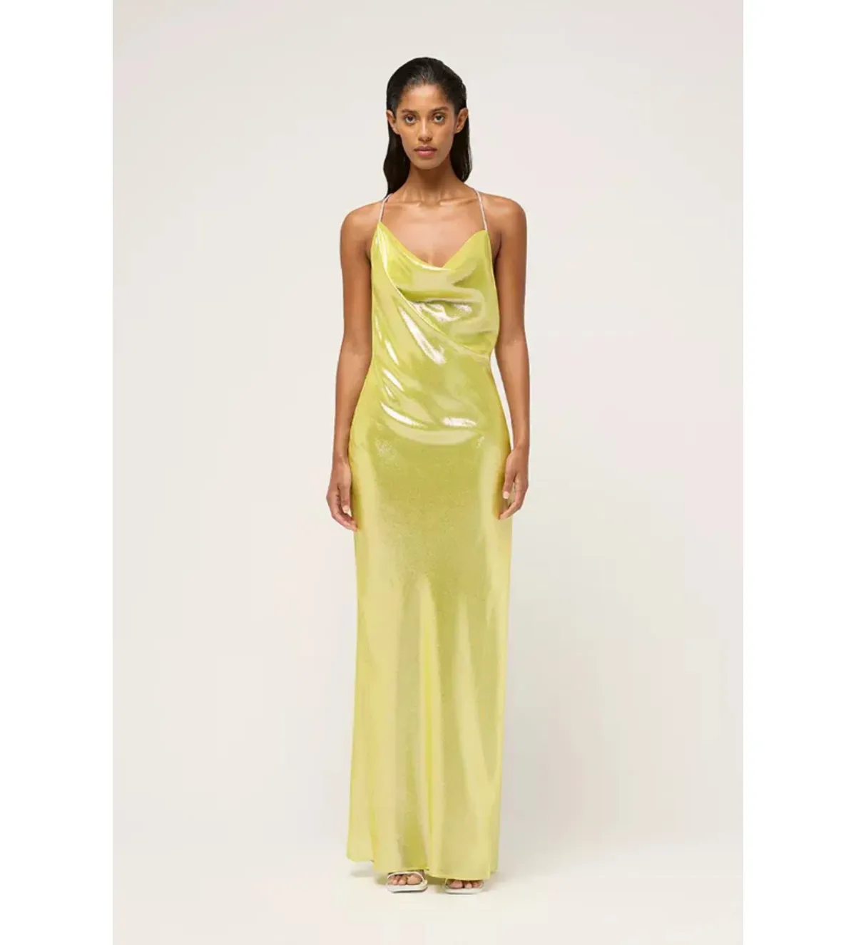 Michael Lo Sordo Nicole Drape Crystalline Dress Yellow Size 8  - Image 1