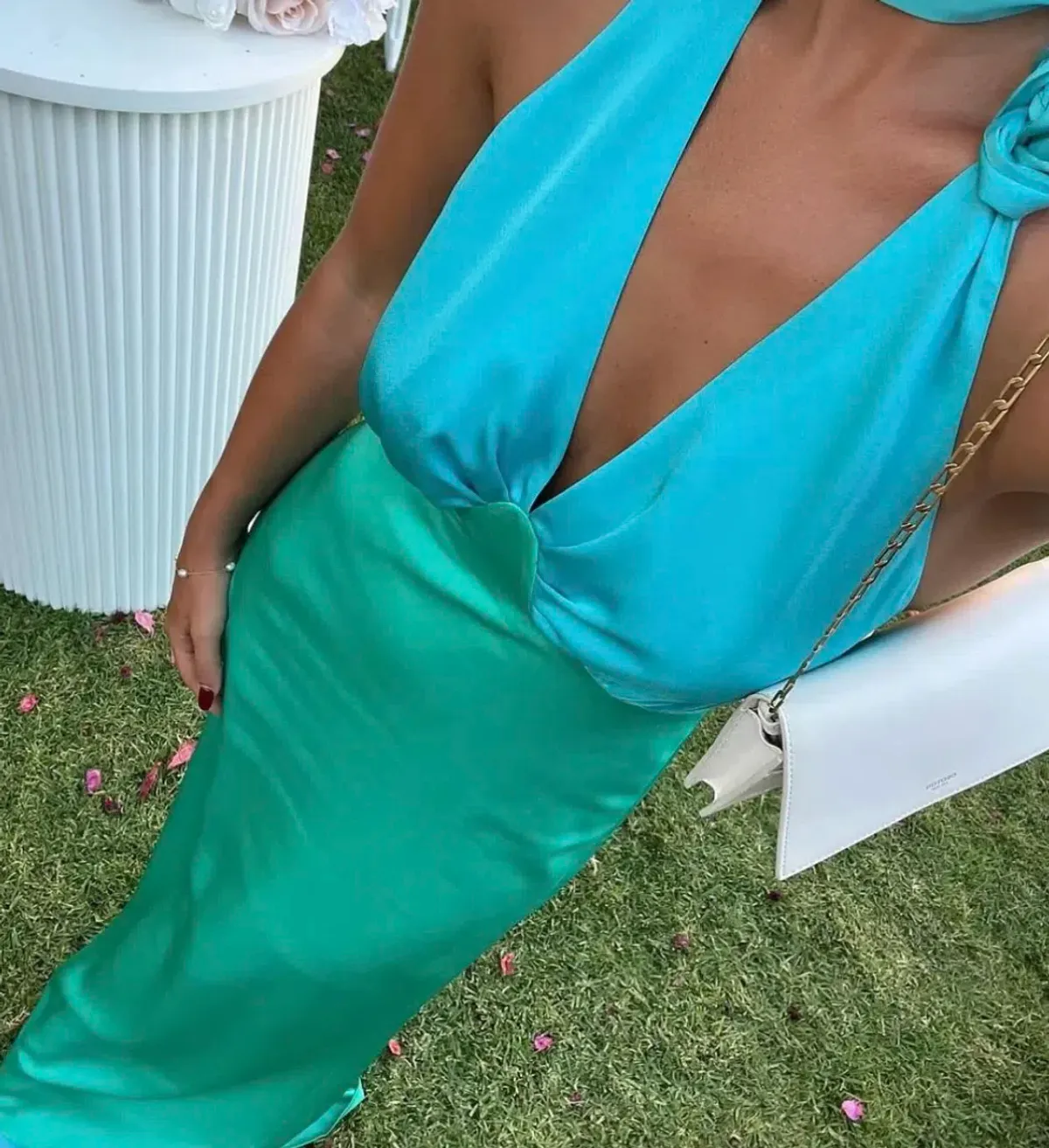 The Wolf Gang Oahu Slip Maxi Dress Aquamarine Blue & Green Size S / AU 8 - Image 2